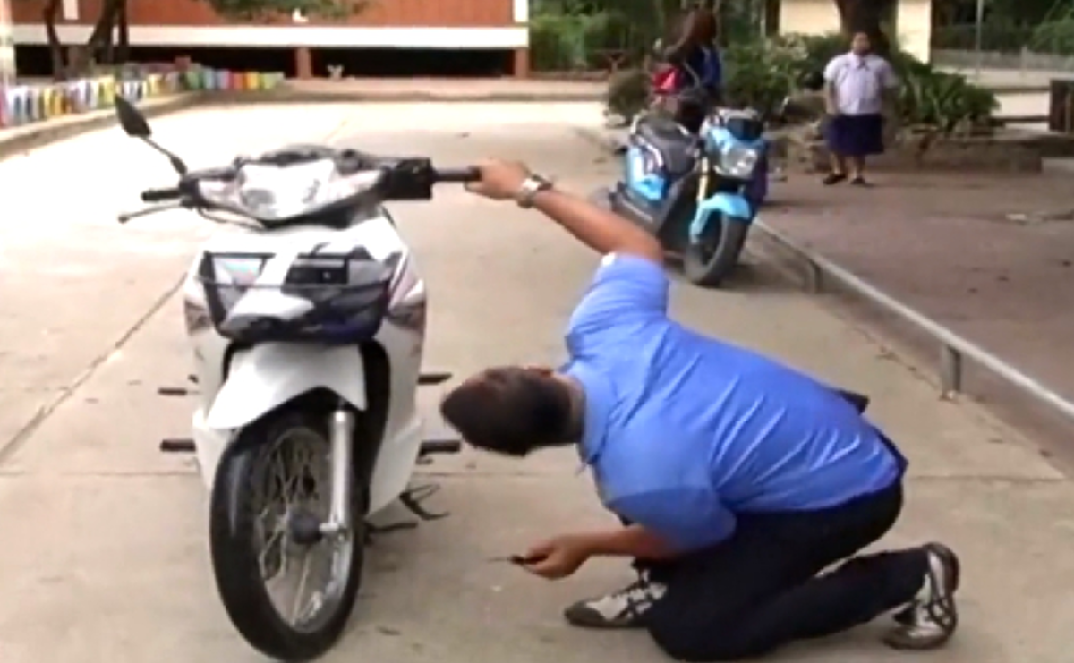 โบราณว่าจะมีโชคลาภ ครูสาวผงะงูเลื้อยเข้ารถจยย. ไล่ไม่ยอมไป สุดท้ายต้องจุดธูปบอก