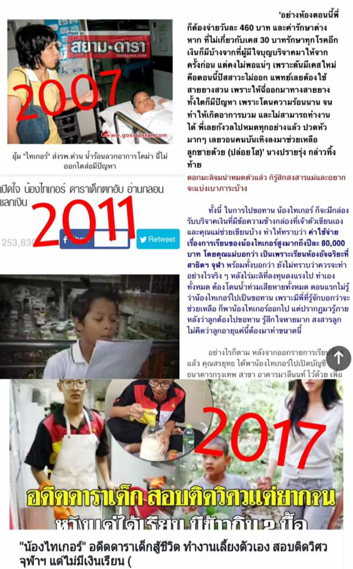 โป๊ะแตก?? ชาวเน็ตแฉยิบ! "น้องไทเกอร์" อดีตดาราเด็ก ที่แท้สร้างเรื่อง! หากินกับความจน สร้างกระแสขอเงินมา 3 รอบ วอนผู้ใจบุญฟังอีกมุม!!!