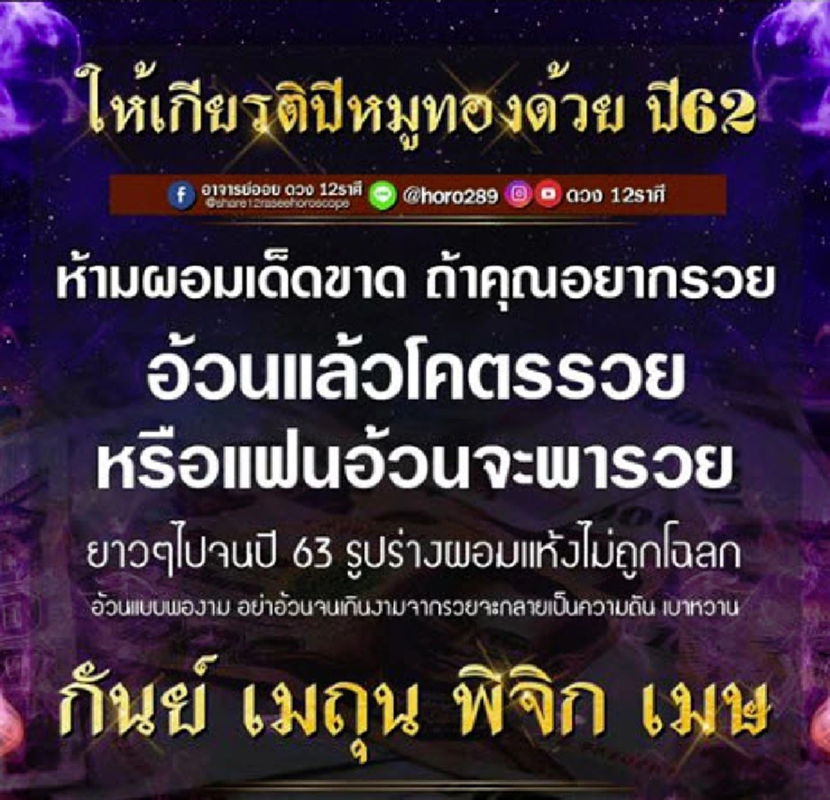 ราศี กันย์ เมถุน พิจิก เมษ ให้เกียรติปีหมูทอง ด้วยการไม่ผอม!
