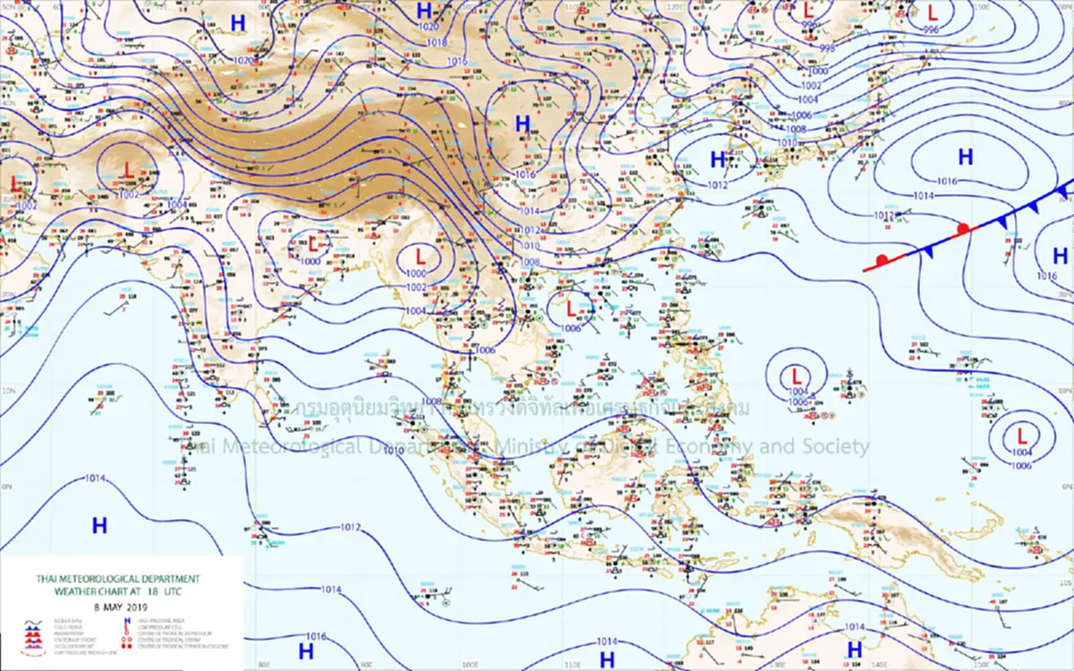 กรมอุตุฯ เตือน 54 จังหวัด พายุฤดูร้อนถล่ม ใต้อ่วมหนัก ฟ้าผ่า คลื่นลมในทะเลแรง