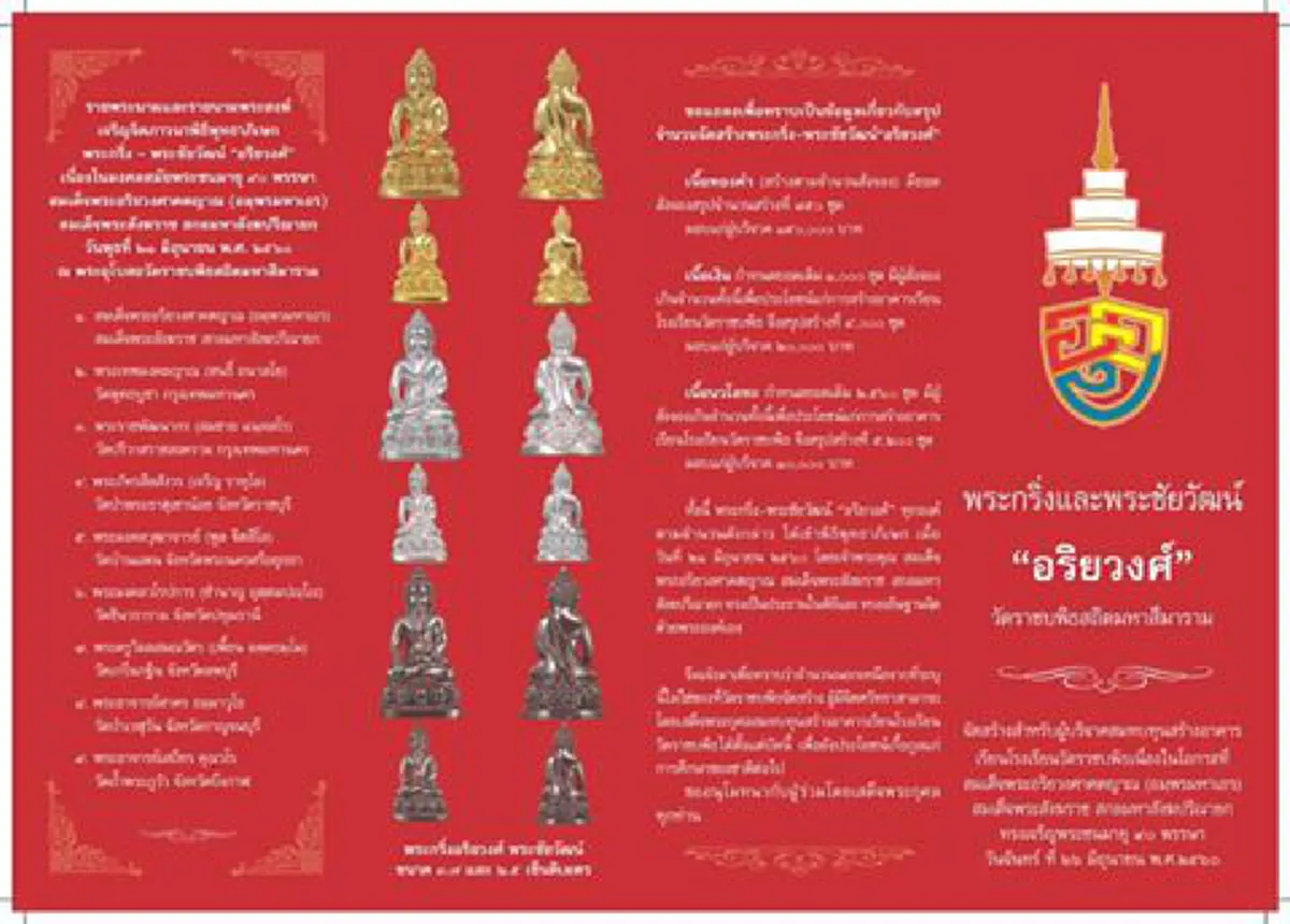 โอกาสครั้งสำคัญในประวัติศาสตร์!! ร่วมบุญสร้างอาคารเรียน กับสมเด็จพระสังฆราช บูชาพระกริ่งชัยวัฒน์ "อริยวงศ์" มงคลสมัยพระชนมายุ ๙๐พรรษา