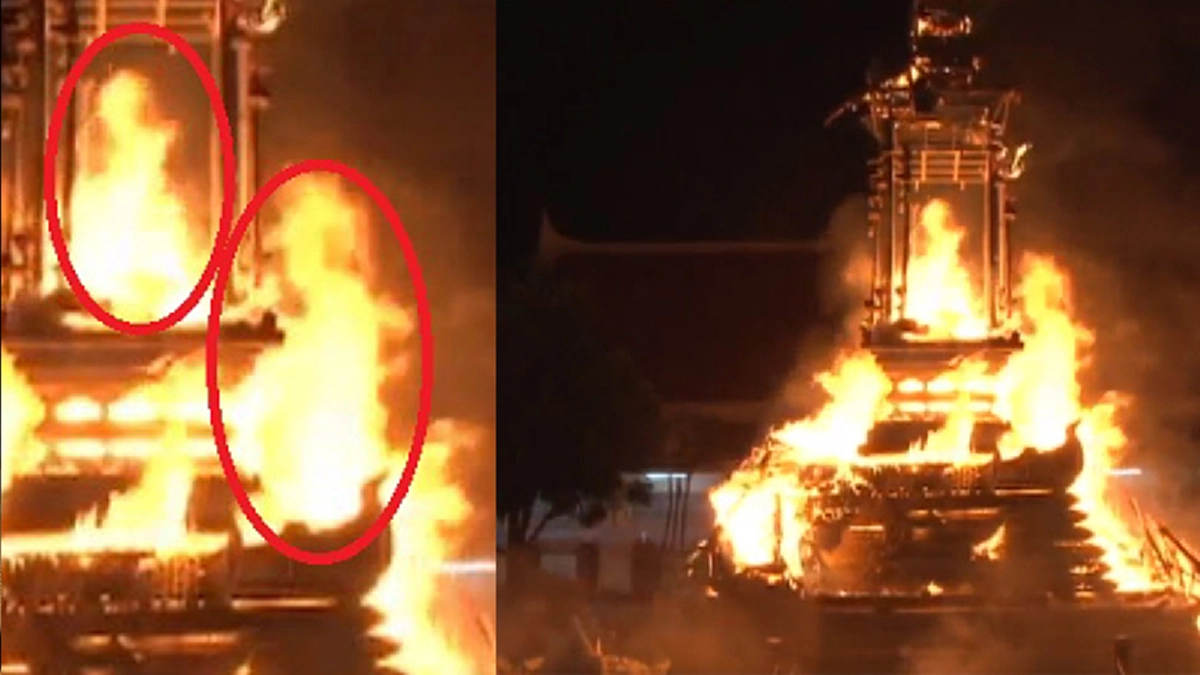 อัศจรรย์บังเกิดอีกภาพ! ในงานพระราชทานเพลิงหลวงปู่จันทร์ศรี จนฺททีโป ปรากฏภาพมหัศจรรย์ที่เปลวไฟและกลุ่มควันขณะเผาจริง