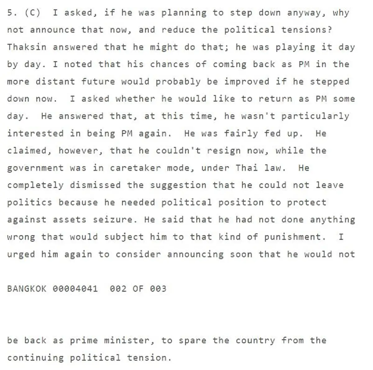 สรุป 12 ข้อ! เอกสารหลุดวิกิลีกส์! บทสนทนาก้าวล่วงสถาบัน "ฑูตมะกัน-ทักษิณ" ดิ้นไม่หลุด! หลักฐานชัด!