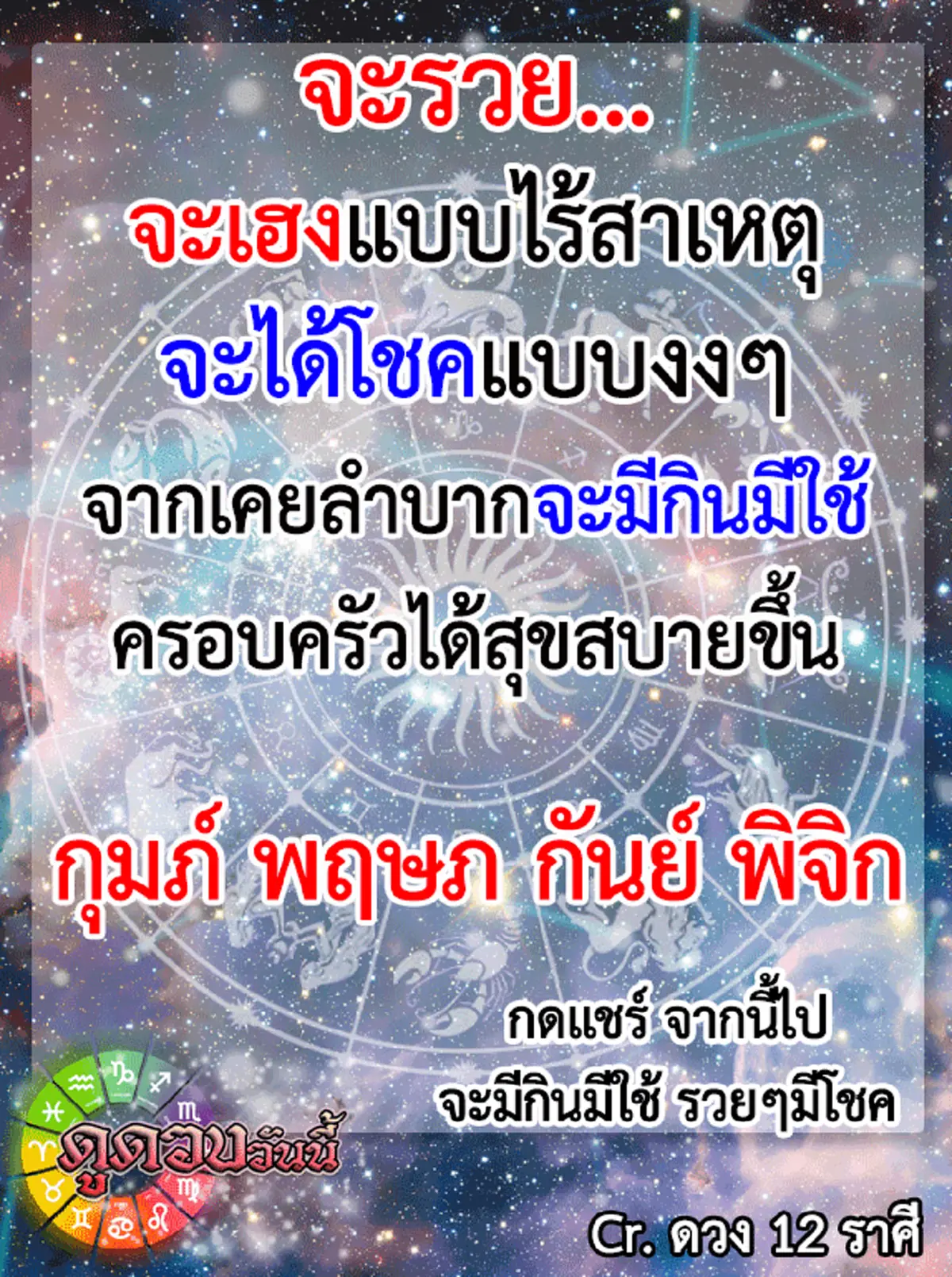 เช็คด่วน!!!! เปิดดวงราศีที่จะมีเกณฑ์ จะเฮงแบบไร้สาเหตุ ได้โชคแบบงงๆ จากเคยลำบากจะมีกินมีใช้ ครอบครัวได้สุขสบาย!!!!