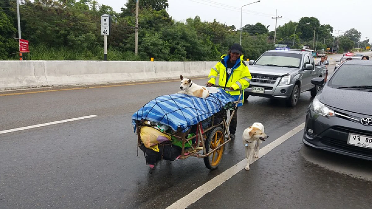 ด้วยรักและผูกพัน "พี่ศักดิ์" นำอัฐิภรรยาเดินเท้าจากตรังถึงเชิงดอยอินทนนท์แล้ว "กระเช้า-นะโม"น่ารักสุดๆ