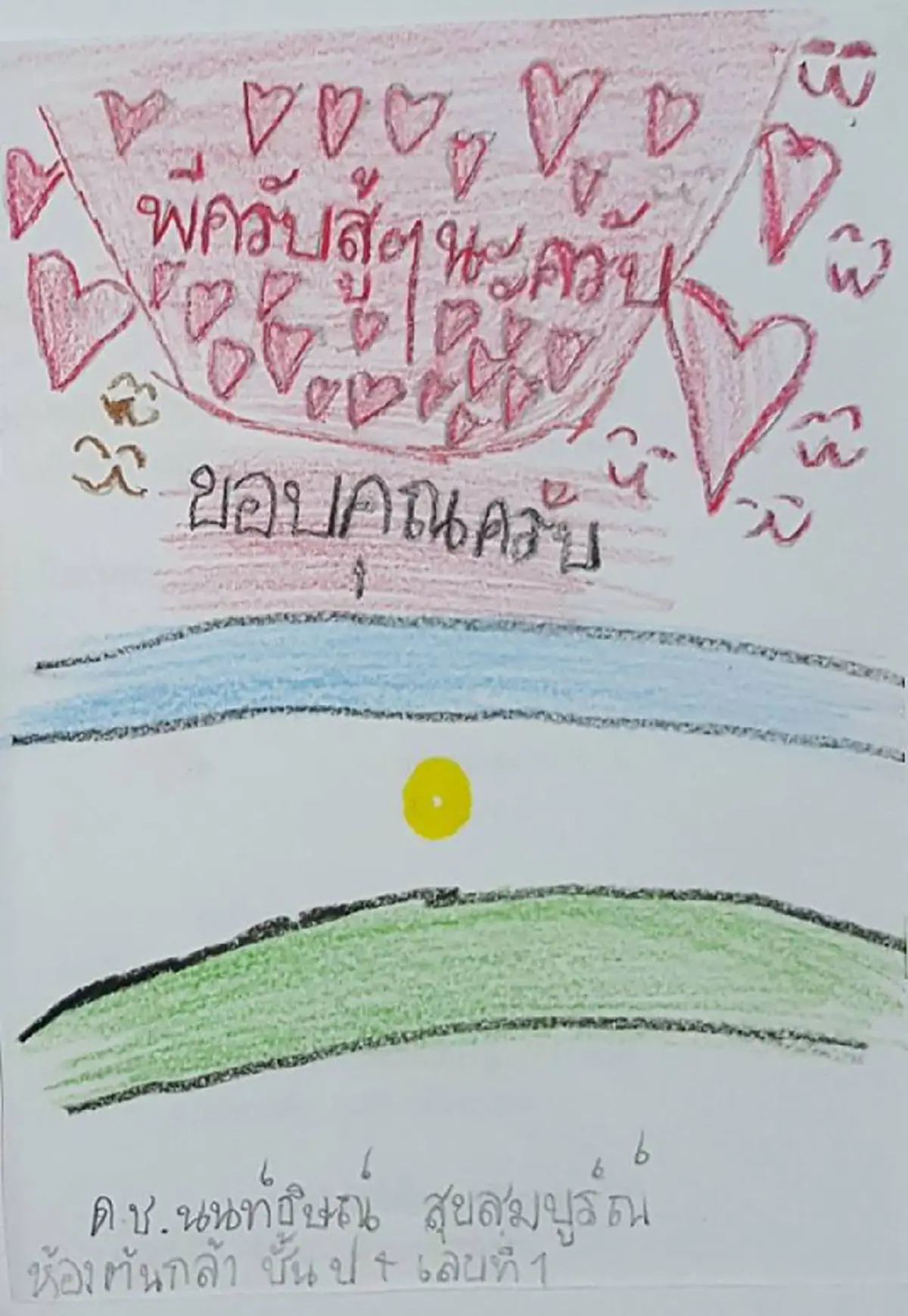 หนูขอขอบคุณทุกคน !!! "จดหมายน้องประถม" เขียนพร้อมวาดภาพประกอบ  กำลังใจเล็กๆ ของทุกคนที่ช่วย "หมูป่าถ้ำหลวง" (ชมภาพ)