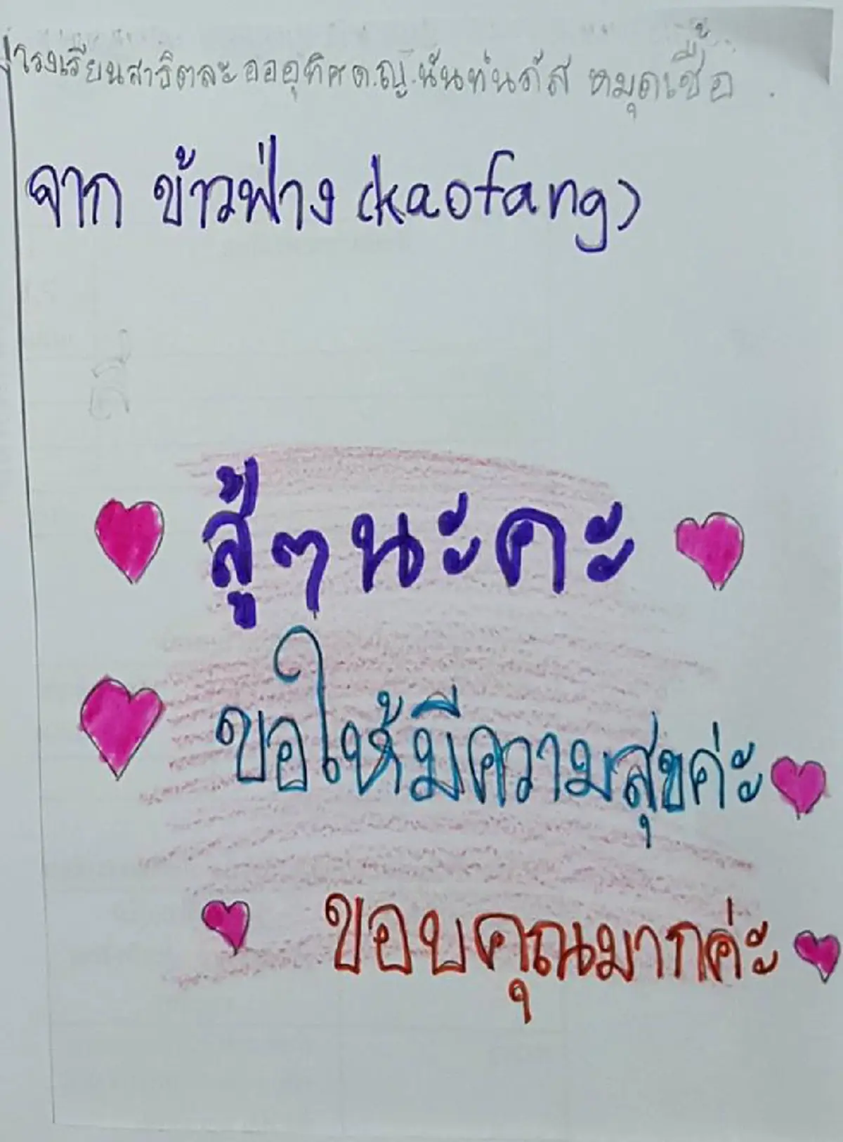 หนูขอขอบคุณทุกคน !!! "จดหมายน้องประถม" เขียนพร้อมวาดภาพประกอบ  กำลังใจเล็กๆ ของทุกคนที่ช่วย "หมูป่าถ้ำหลวง" (ชมภาพ)