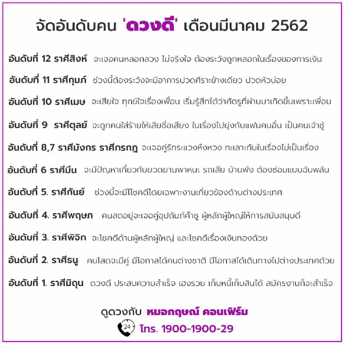 หมอกฤษณ์ คอนเฟิร์ม จัดอันดับราศีดวงดีที่สุดประจำเดือนมี.ค. ประสบความสำเร็จ เฮงรวยมาก