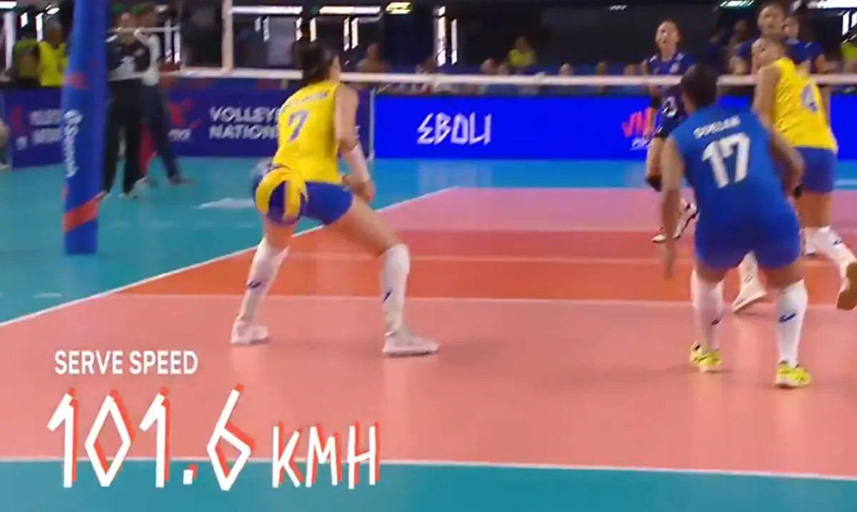 หนักจริง..มองเเทบไม่ทัน?!! "อรอุมา"จัดให้ เสิร์ฟเอซ2ลูกซ้อน..สุดปัง!!สะเทือนปฐพี ทำสาว"บราซิล"ได้เเต่ยืนมองอึ้งทั้งทีม!!ความเร็วสุดโหด(คลิป)