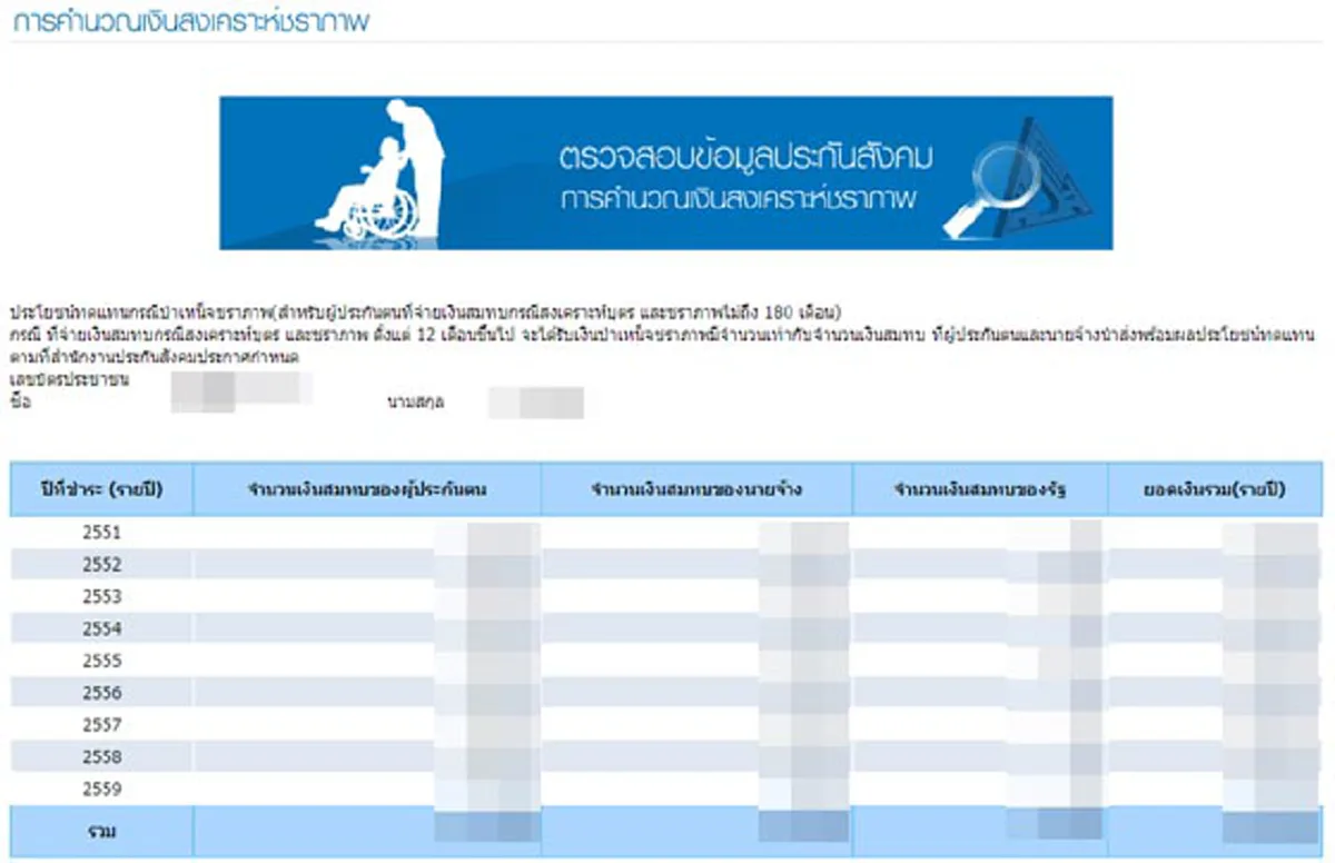 เช็คสิทํธิ์ประกันสังคม