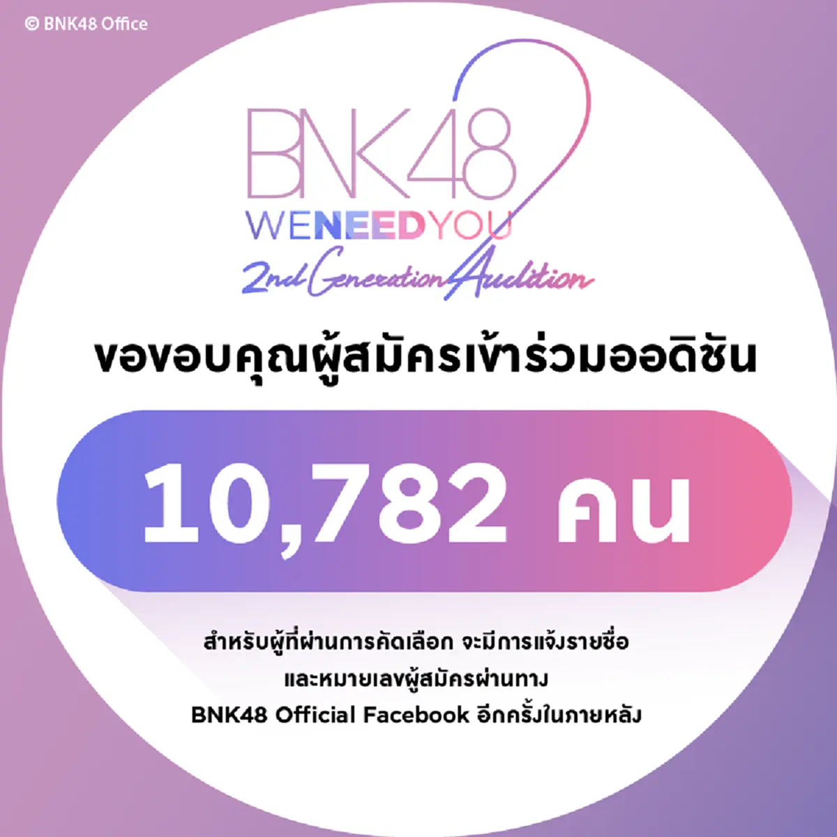 ปรากฏการณ์ใหม่ของวงการเพลงไทย !!! มีผู้สมัคร "ออดิชั่น" สมาชิก BNK48 รุ่นที่ 2 ยอดถล่มทลาย มากกว่ารุ่นแรกเกือบ 10 เท่า !!!