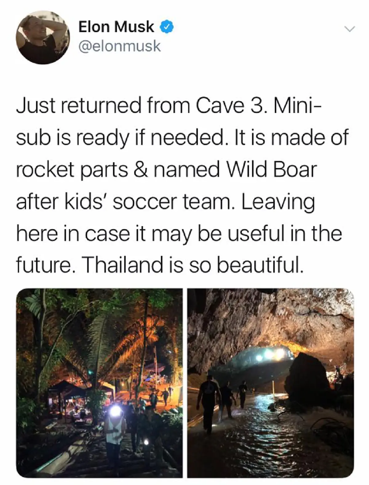 เปิดคลิปจาก \"Elon Musk\"  เจ้าตัวโพสต์เอง!! ดำน้ำเข้าถ้ำหลวง เผยบรรยากาศจากโถง3! (มีคลิป)