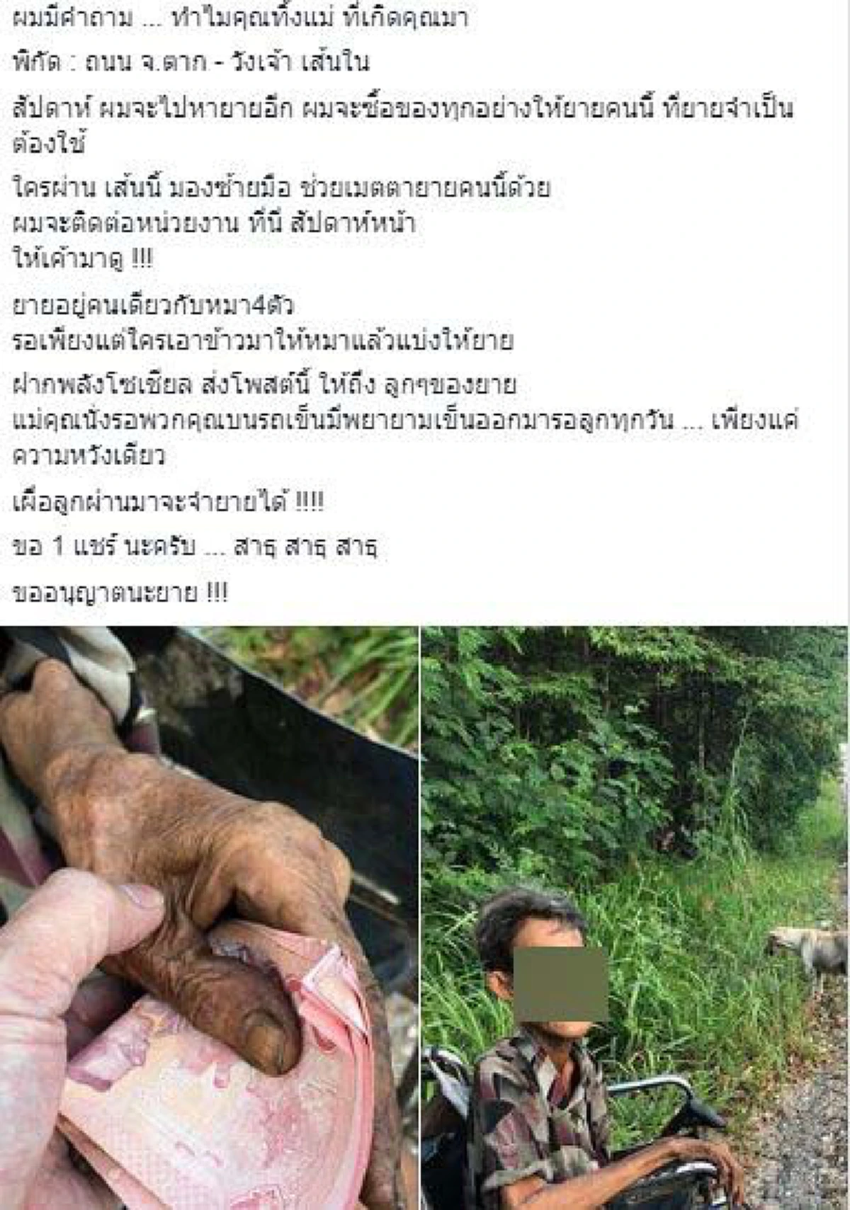 เงิบยกแผง! สาวโผล่แฉ"คุณยายนั่งรถเข็นรอลูก" ความจริงคนละเรื่อง ลูกยังอยู่-ติดเหล้างอมแงม!