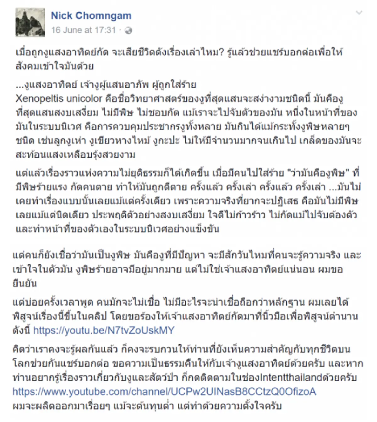 หนุ่มทุ่มสุดตัวพิสูจน์ให้เห็น จับงูมากัดตัวเอง พร้อมชี้แจง ถ้าเจอห้ามตี จะเกิดผลร้ายตามมาน่ากลัวกว่าที่คิด