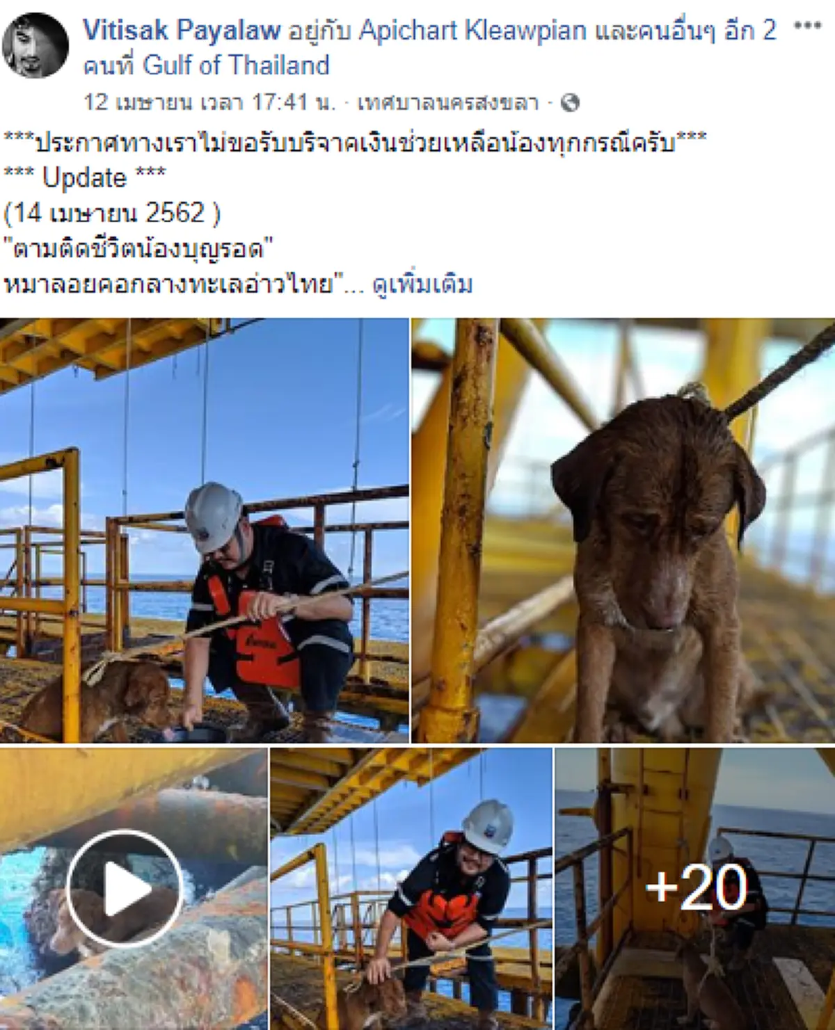 บุญรอด เจ้าตูบลอยติดแท่นผลิตก๊าซ