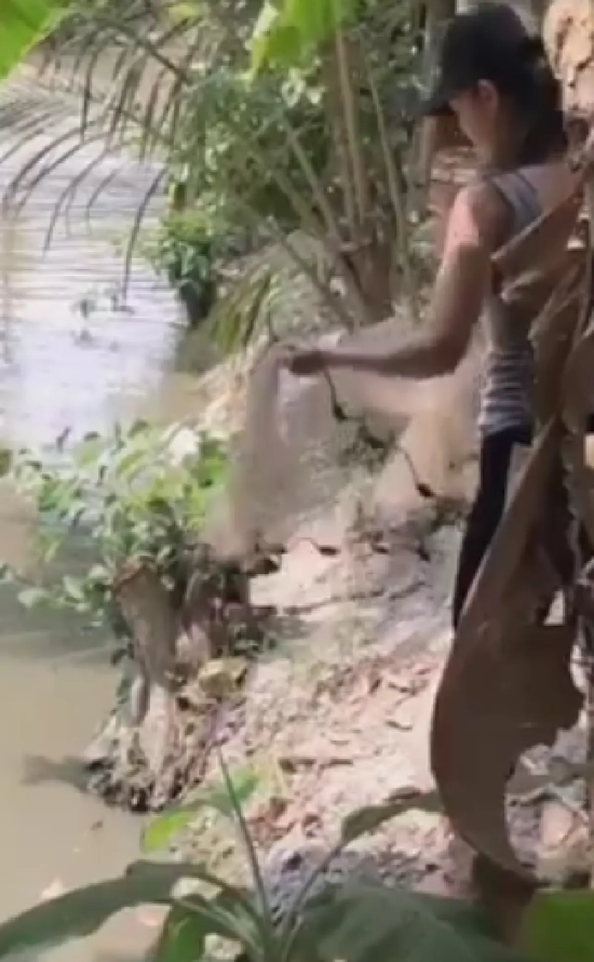 สาวหว่านแห ในคูน้ำนิ่ง ดึงขึ้นมาแทบไม่ไหว(คลิป)