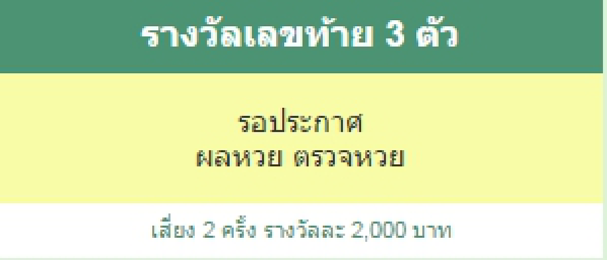 ผลรางวัลเลขท้าย 3 ตัว