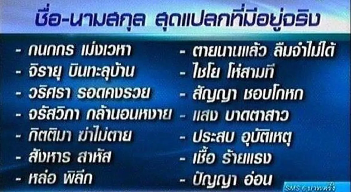 เปิด ชื่อ-นามสกุล สุดแปลกที่มีคนใช้อยู่จริงในประเทศไทย