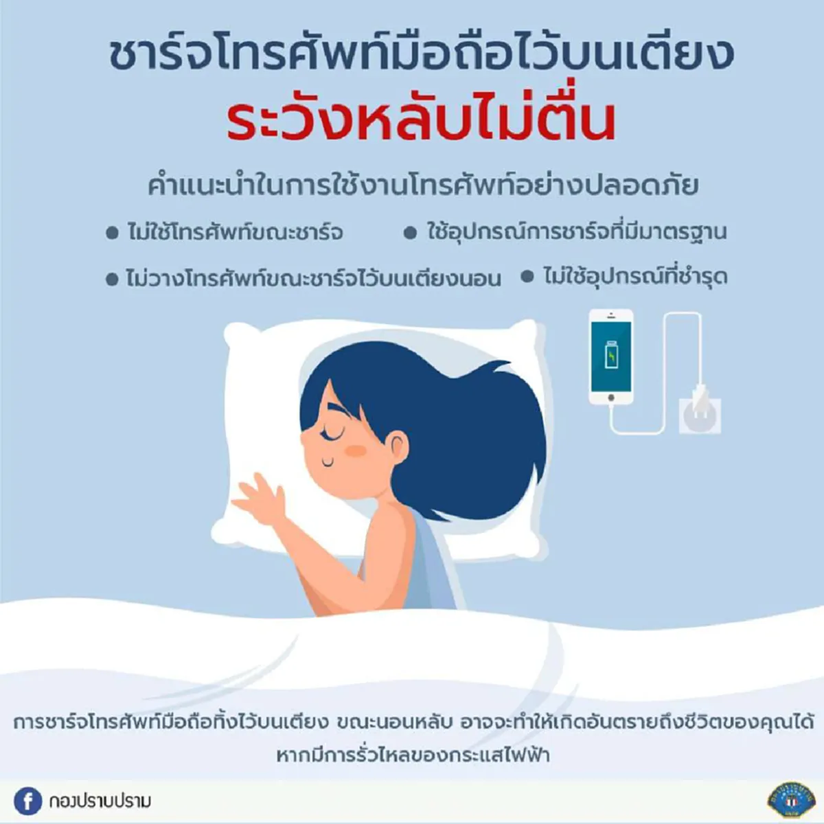 เตือนภัยใกล้ตัว ชาร์จโทรศัพท์มือถือทิ้งไว้บนเตียงขณะนอนหลับ ระวังหลับไม่ตื่น