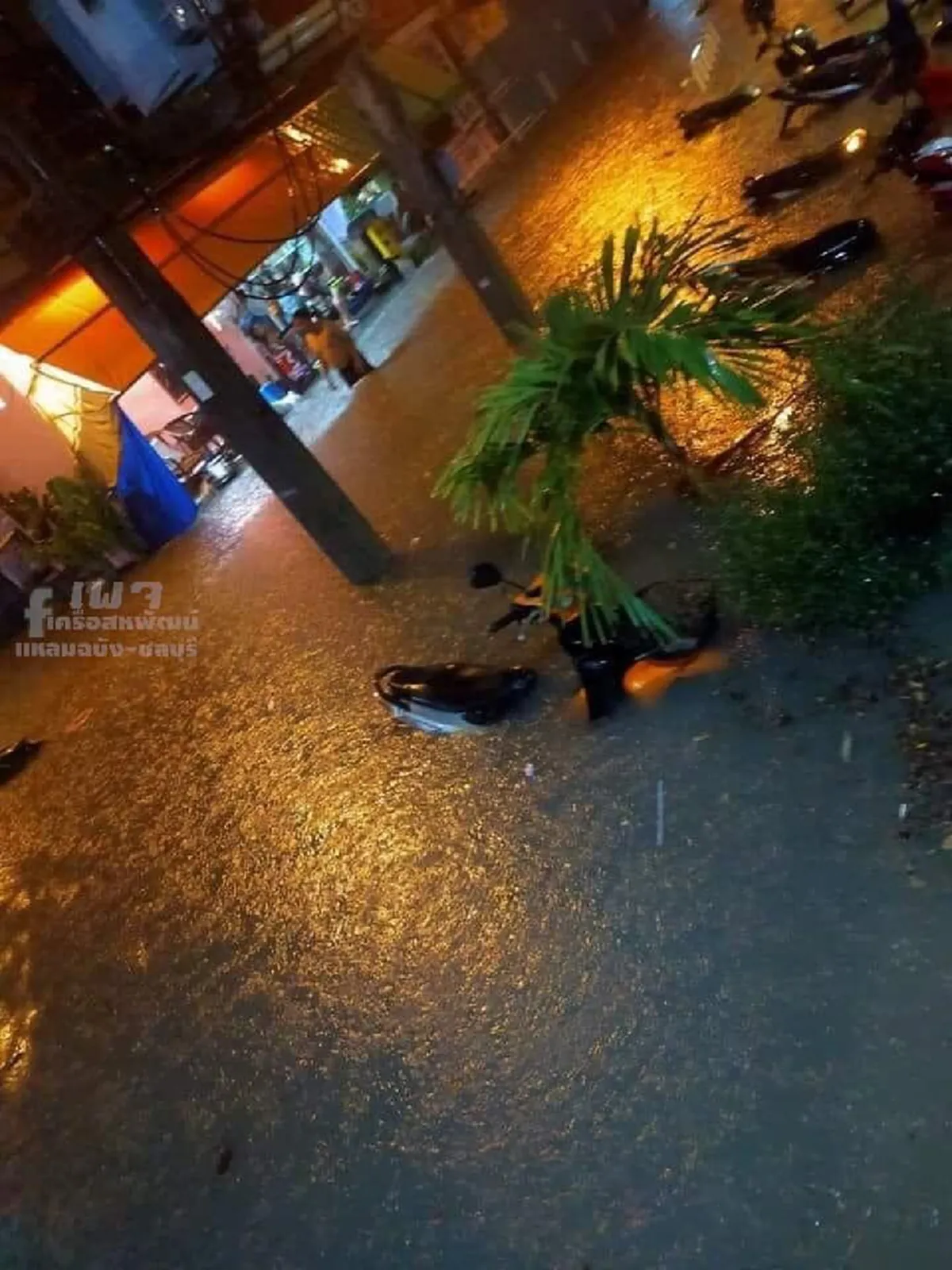 ชาวบ้านย้ายของไม่ทัน ฝนกระหน่ำหนักในพัทยา  2 ช.ม.  น้ำท่วมสูงเกือบมิตรรถจยย.