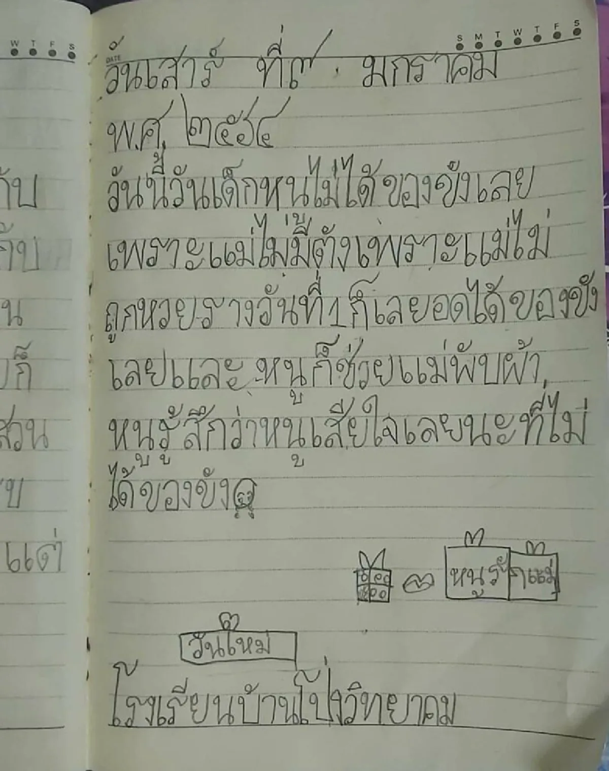 คุณแม่ถึงกับฮาลั่น เมื่อลูกน้อยเขียนเรียงความตัดพ้อ เพราะไม่ได้ของขวัญในวันเด็ก