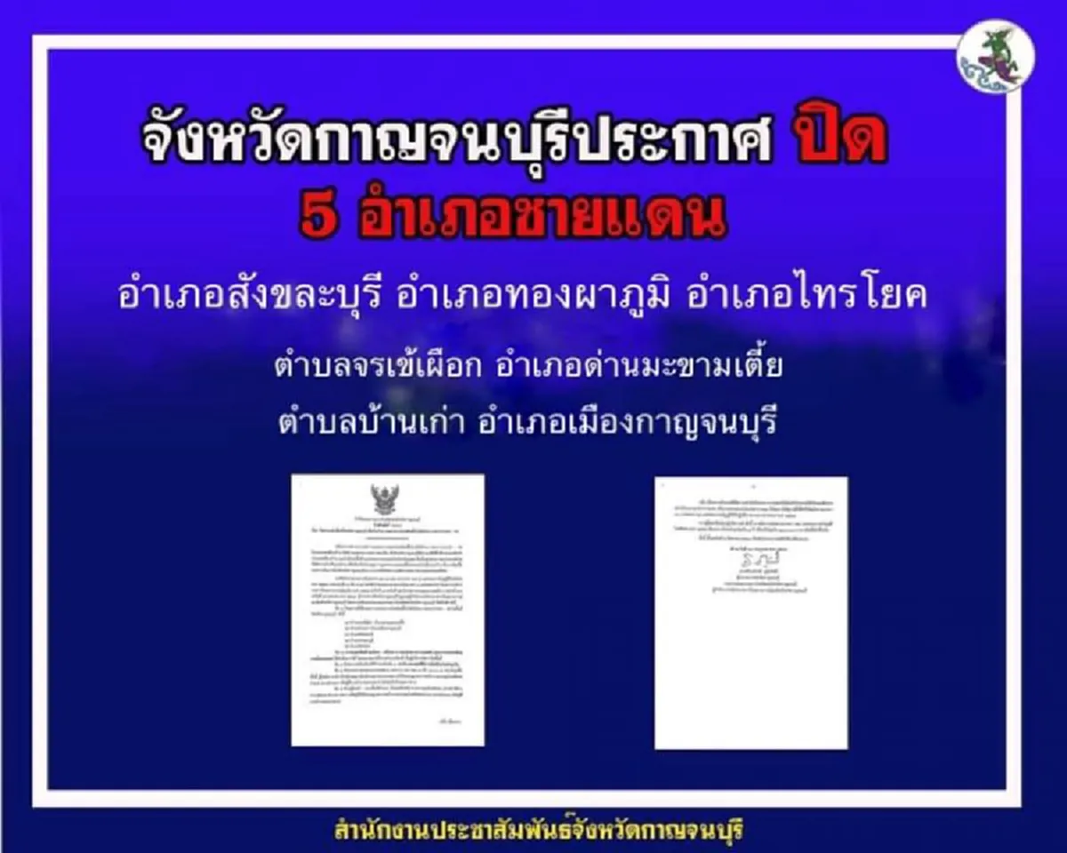 ผู้ว่าฯกาญจน์ ล็อกดาวน์ 5 อำเภอ