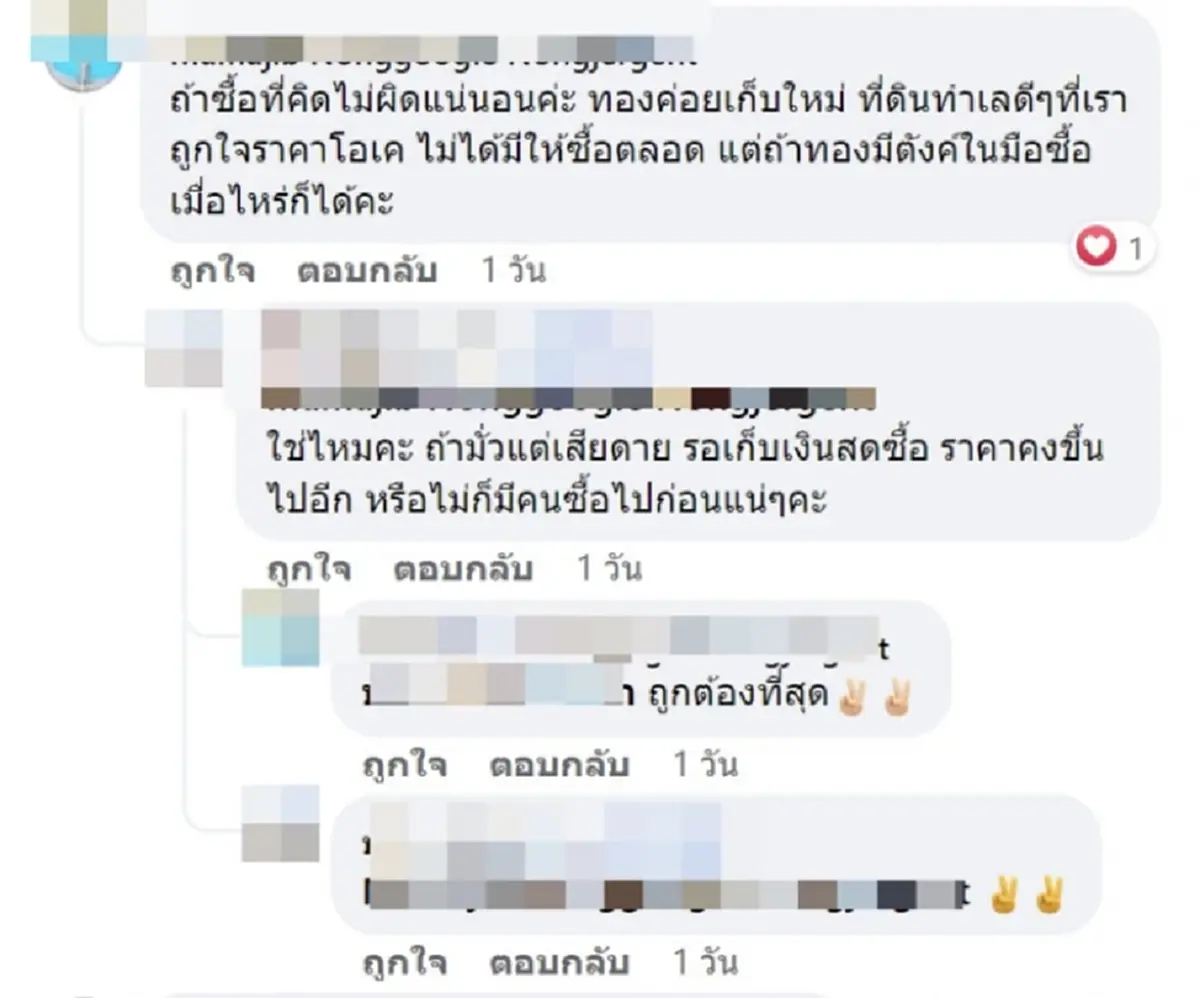 สาวโพสต์ถาม ขายทองเกือบทั้งหมด เอาเงินไปซื้อที่ แบบนี้คิดถูกไหม