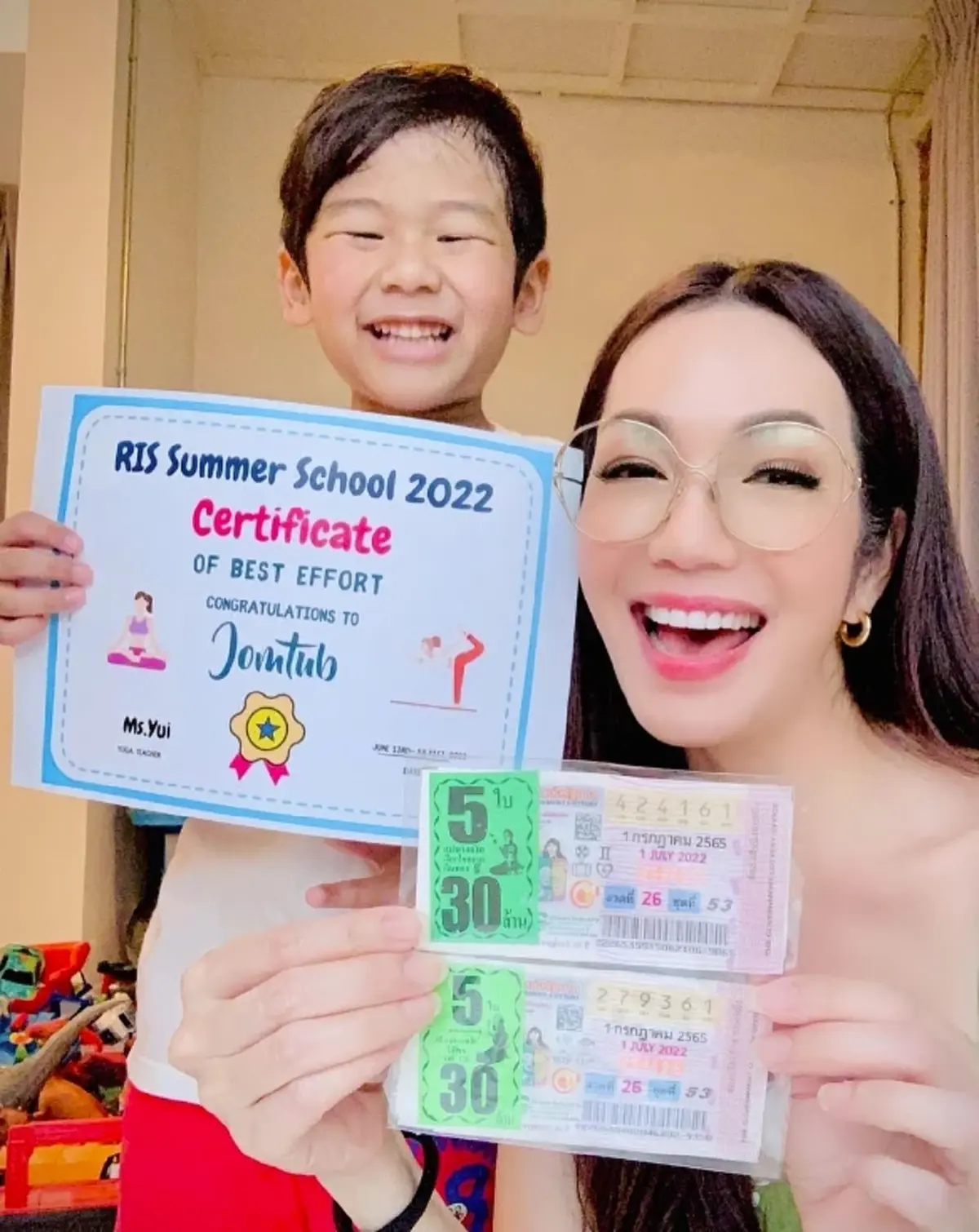 ส่องภาพวาด น้องจอมทัพ ลูกชาย อ๋อม สกาวใจ หวย ถูกหวย