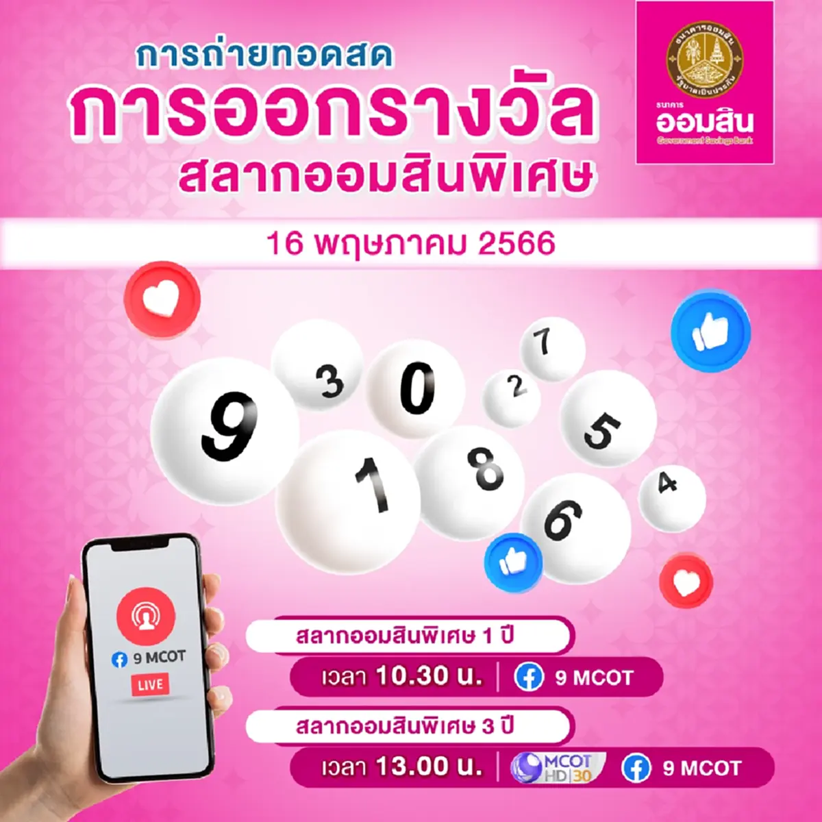 ตรวจหวยออมสินพิเศษ 3 ปี งวด 16 พ.ค. 66 ผลสลากออมสิน