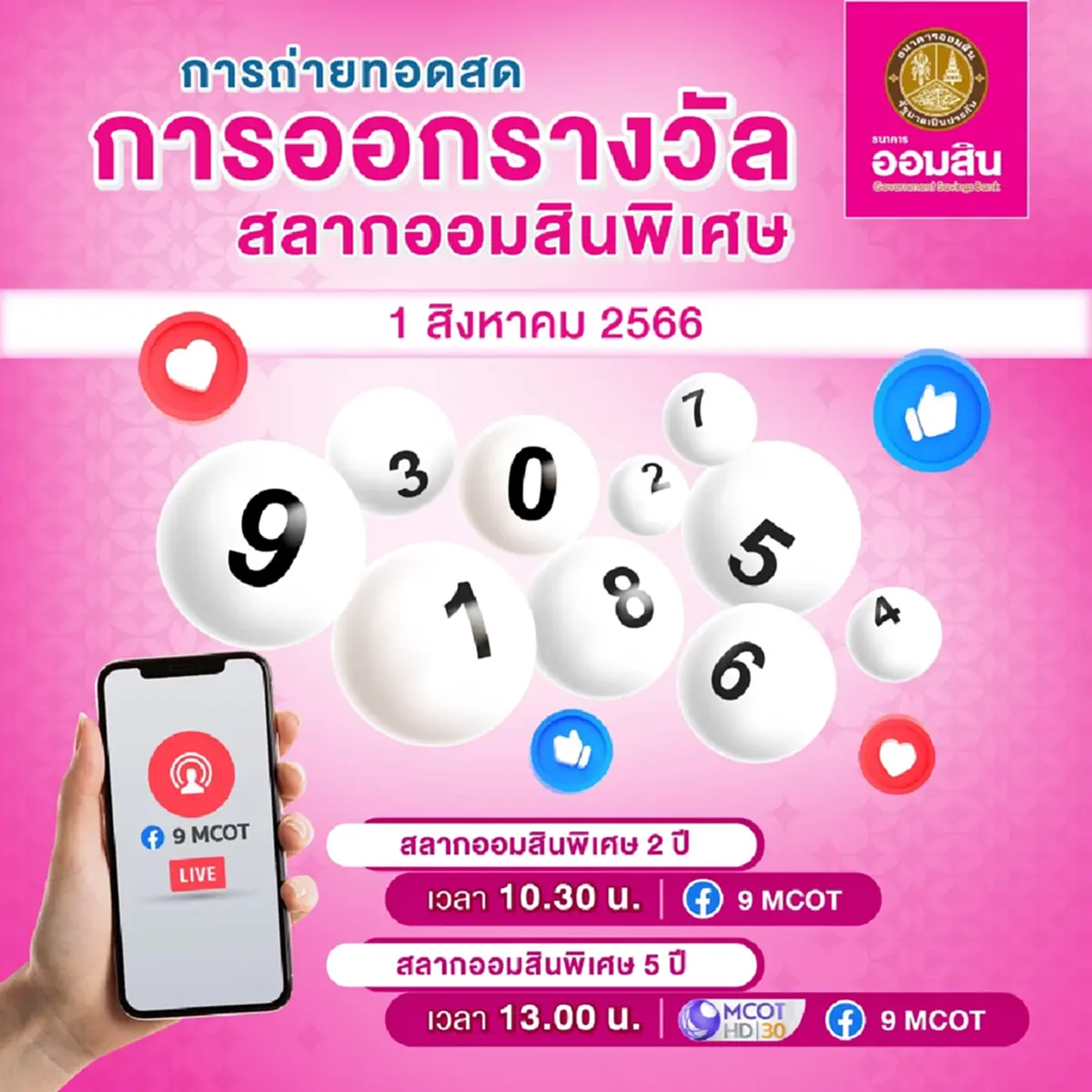 ตรวจผลสลากออมสินพิเศษ 2 -5 ปี งวด 1 ส.ค.66 gsbตรวจหวยออมสิน