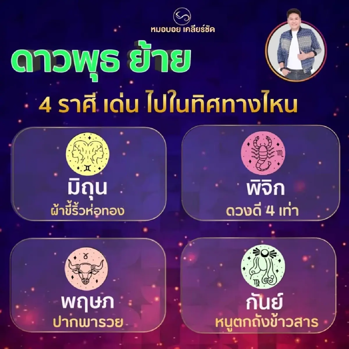 เช็กดวง 4 ราศี หลังดาวพุธย้าย ราศีใดเด่นด้านไหนบ้าง