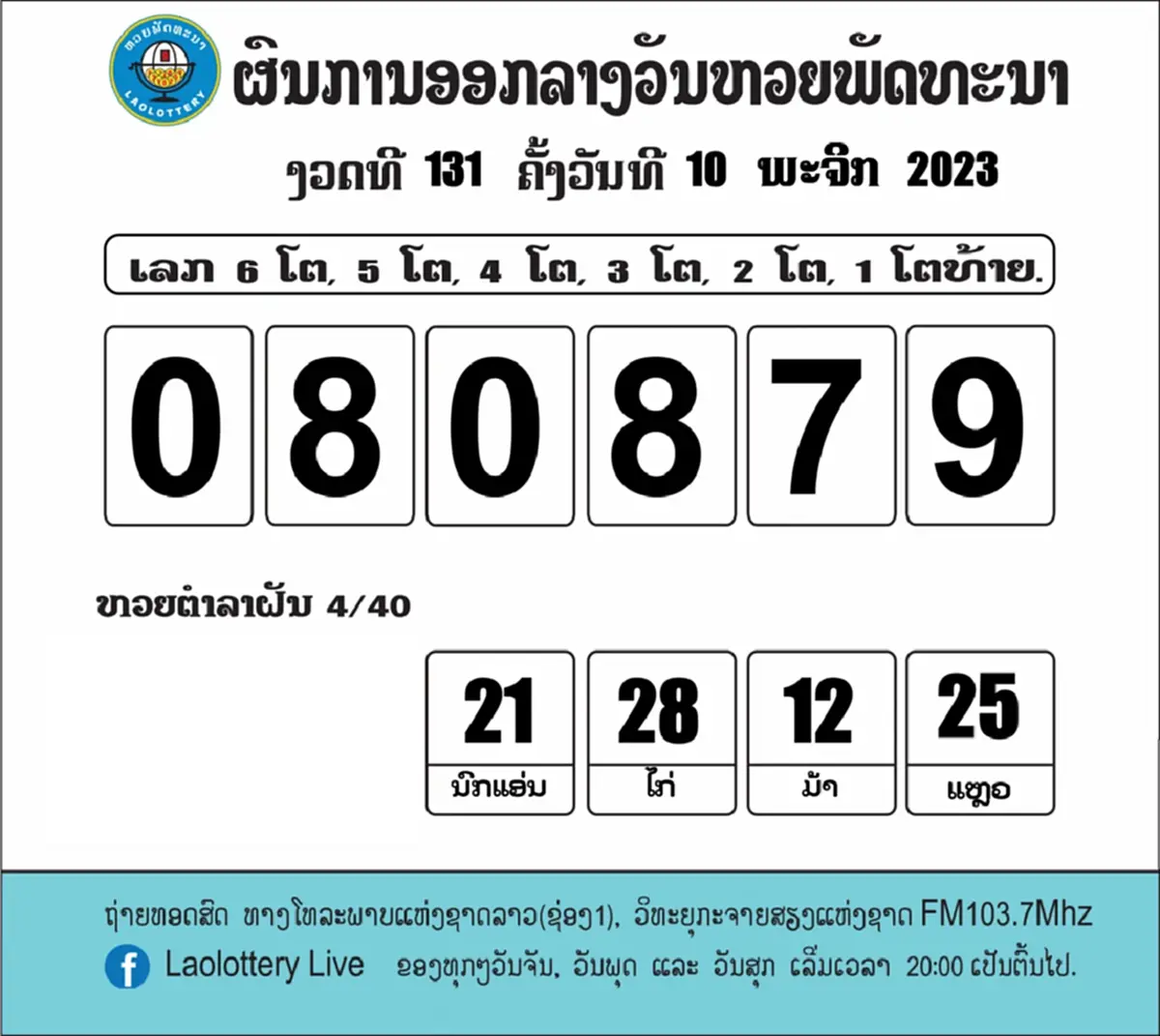 หวยลาววันนี้ 13/11/66 สถิติหวยลาว ผลหวยลาวย้อนหลัง หวยลาวล่าสุด 13พ.ย.66