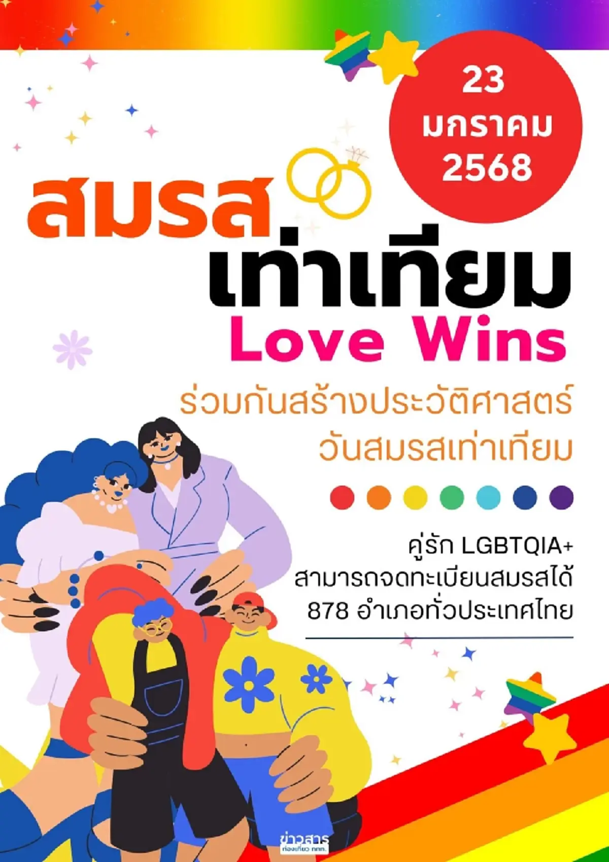 สมรสเท่าเทียม เปิดรายละเอียด จดทะเบียนสมรสเท่าเทียม ครั้งแรกของไทย 23 ม.ค.