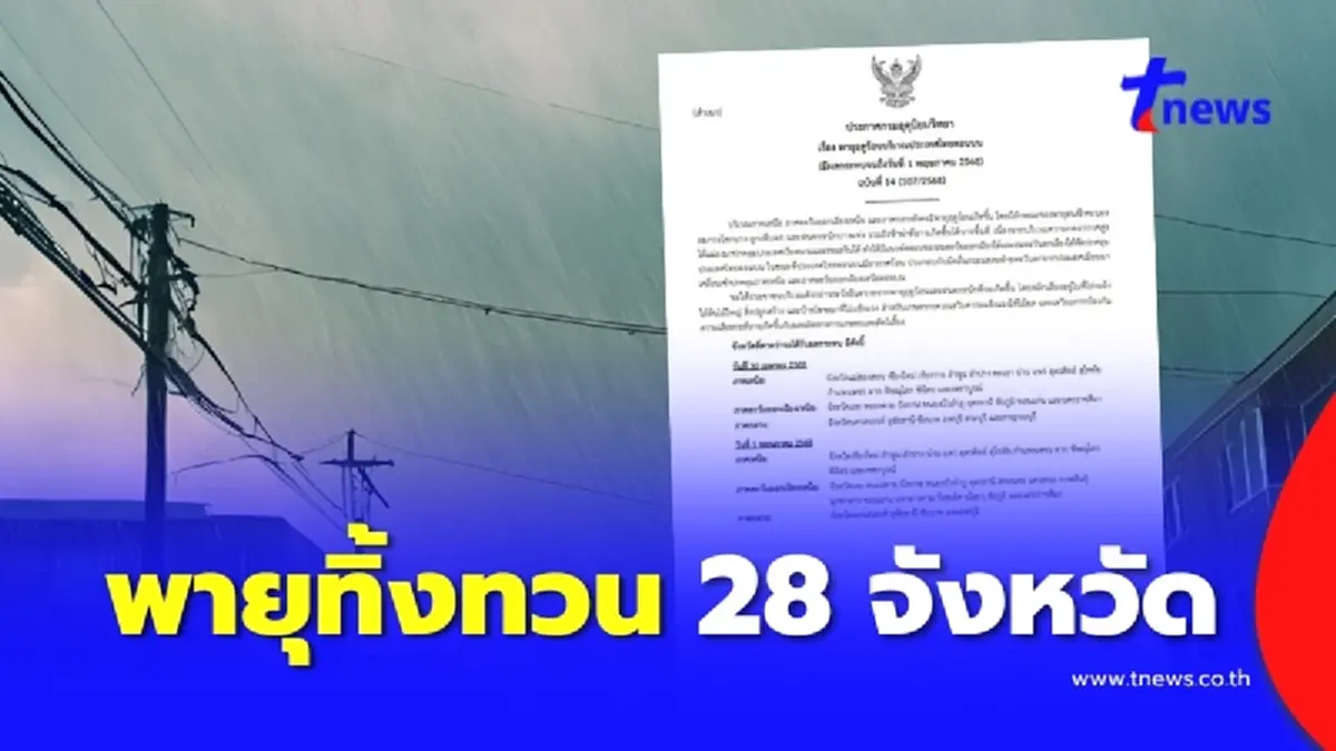 เตือนด่วน 28 จังหวัด พายุฤดูร้อนถล่ม 2 วันสุดท้าย แรงทิ้งทวน