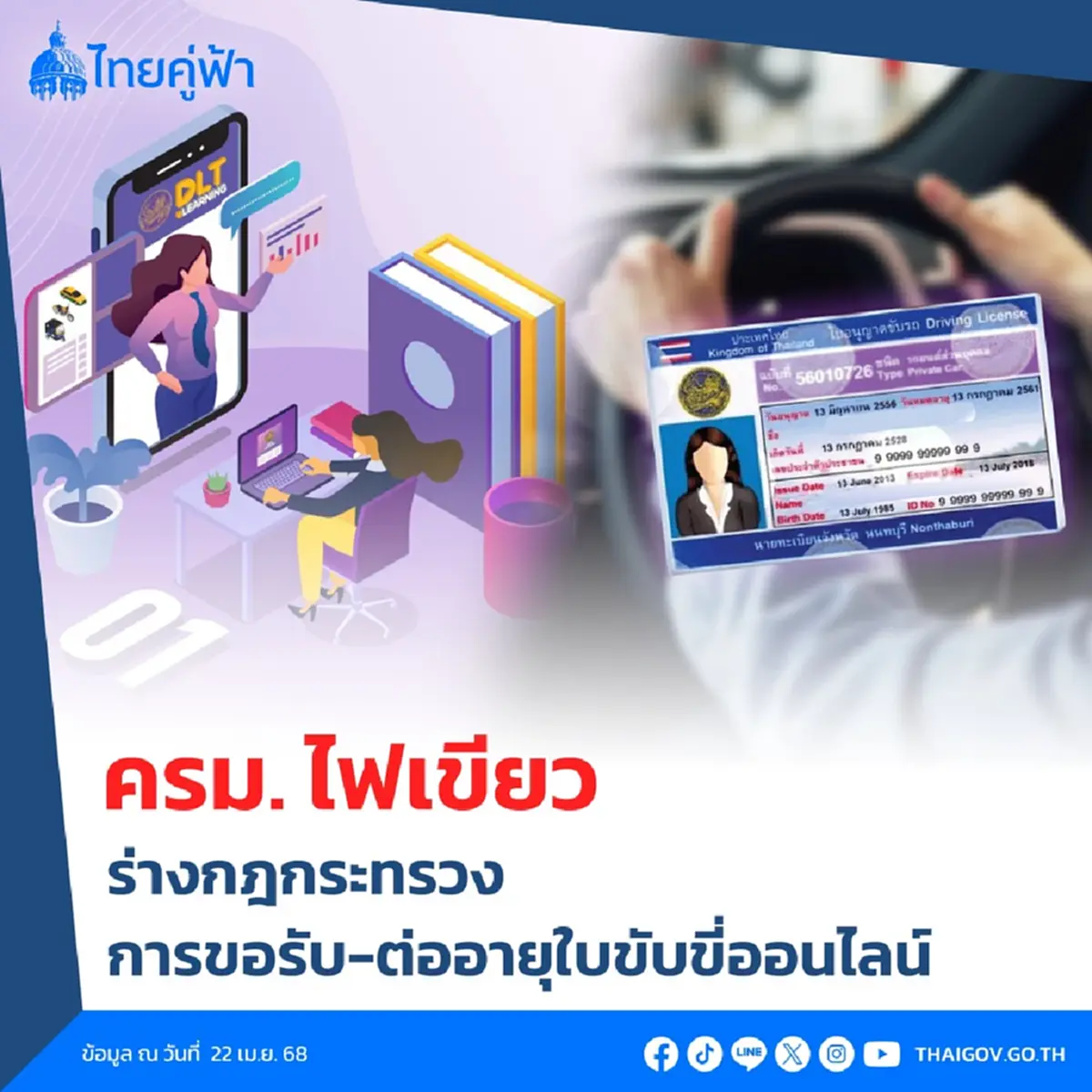 ต่อใบขับขี่ออนไลน์ เปิดรายละเอียดเบื้องต้น หลายคนยังไม่รู้ 