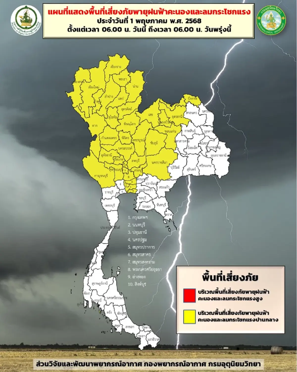 เตือนด่วน 46 จังหวัด เจอพายุฤดูร้อนถล่มวันนี้ ฝนตกหนัก ลมกระโชกแรง