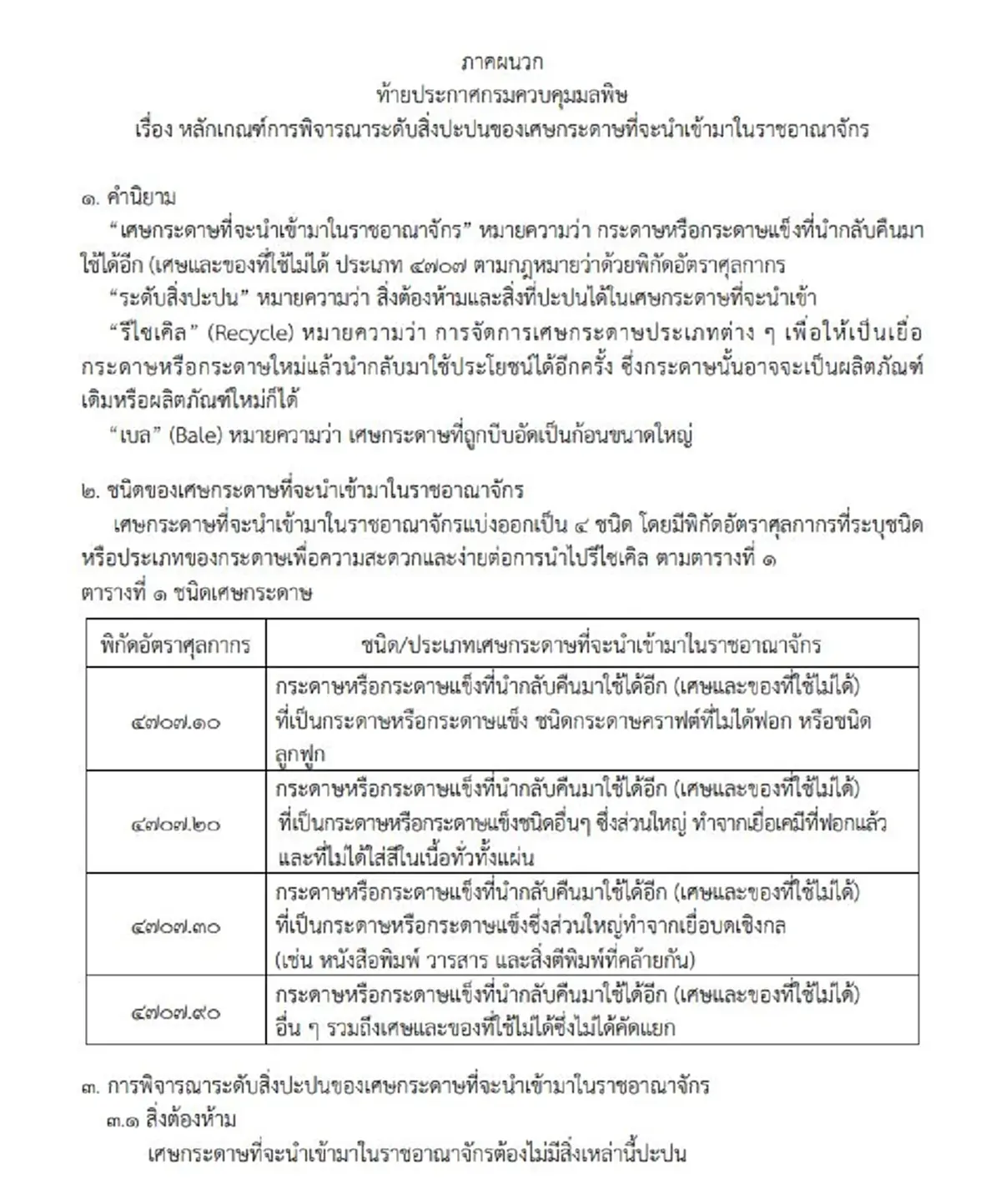 ประกาศราชกิจจาฯ หลักเกณฑ์ใหม่นำเข้าเศษกระดาษ คุมเข้มสิ่งปะปน
