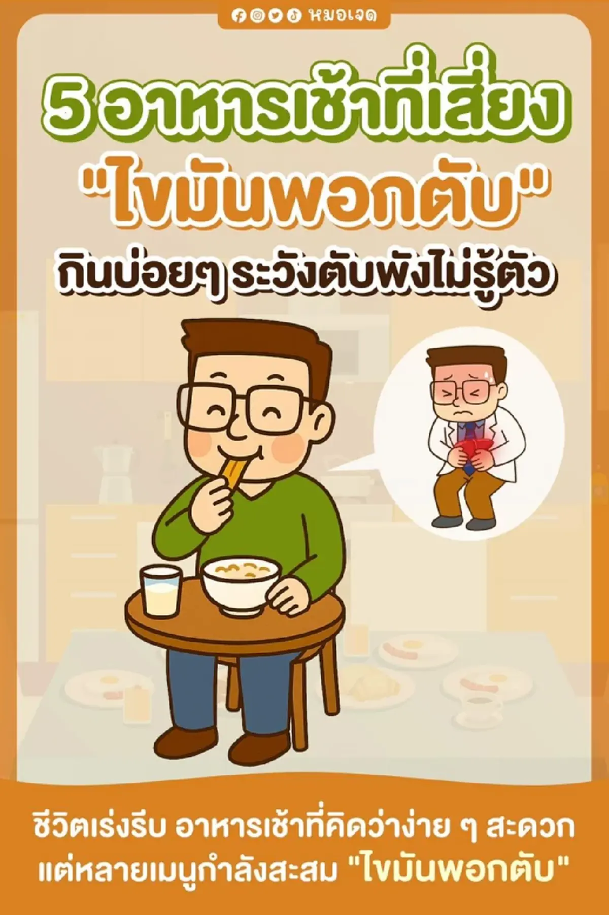 หมอเจด เตือน 5อาหารเช้า เสี่ยงไขมันพอกตับ ทำตับพังไม่รู้ตัว