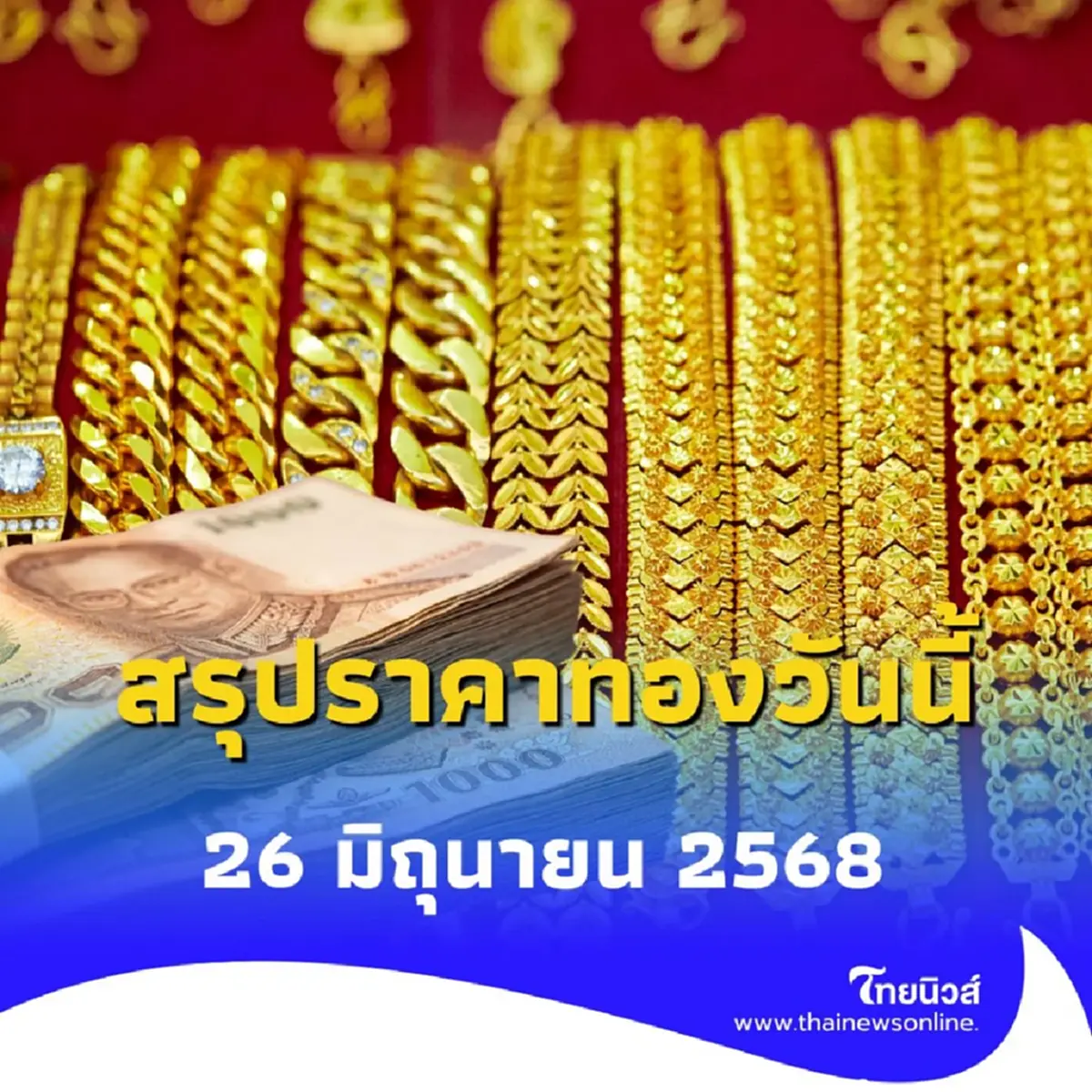 สรุปราคาทองวันนี้ 26 มิถุนายน 2568 ราคาทองมีปรับอีก ครั้งที่ 7