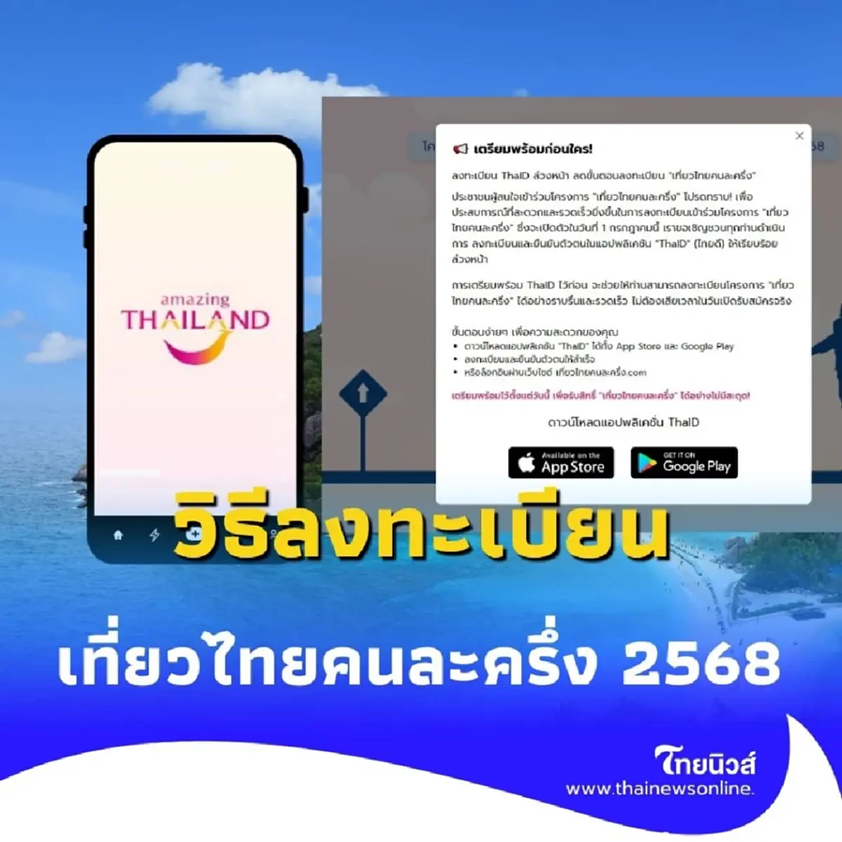 วิธีลงทะเบียน เที่ยวไทยคนละครึ่ง 2568 ใช้สิทธิจริง 4 ก.ค. 68