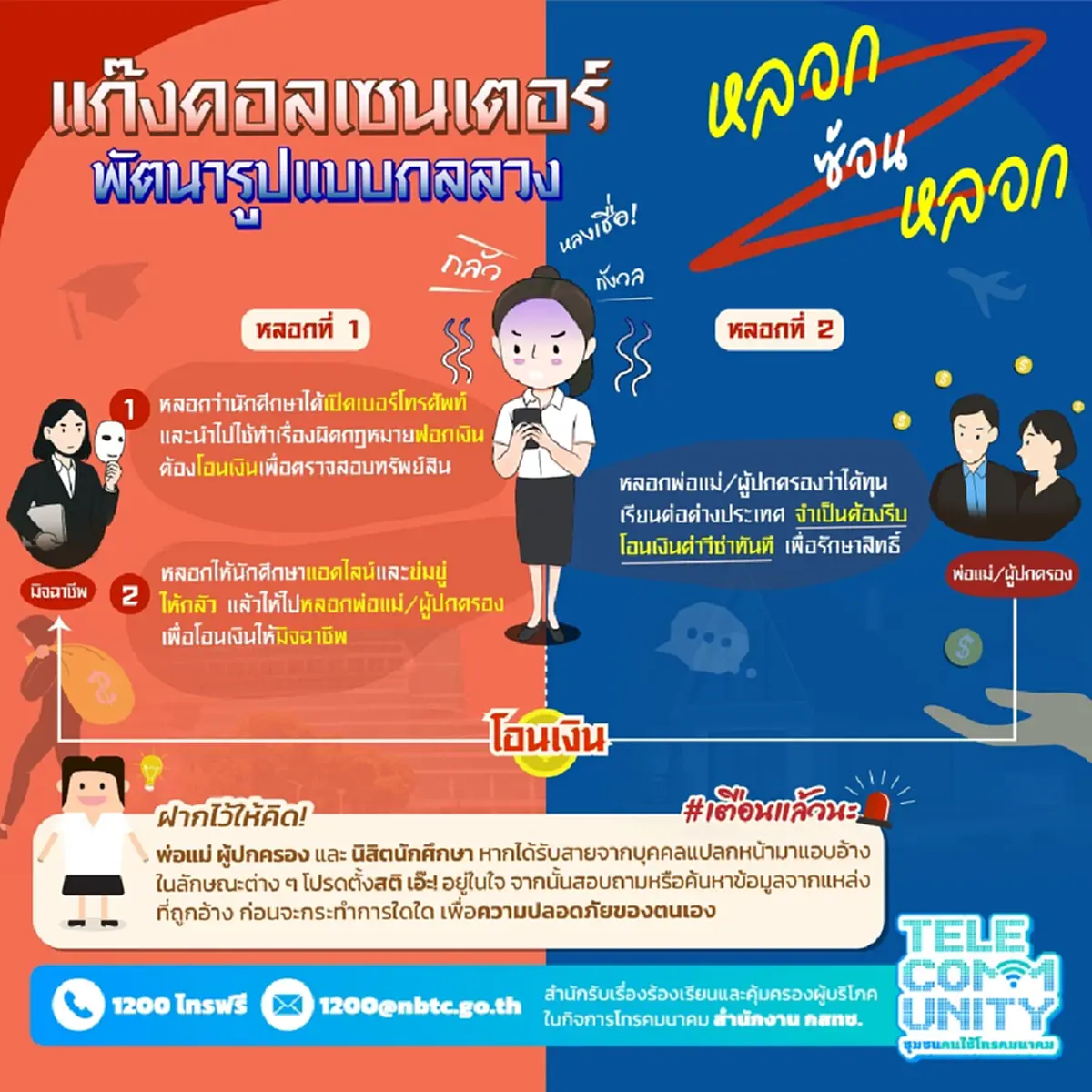 เตือน พ่อแม่ - นักศึกษาทุกคน มุกใหม่แก๊งคอลเซ็นเตอร์ อันตรายมาก
