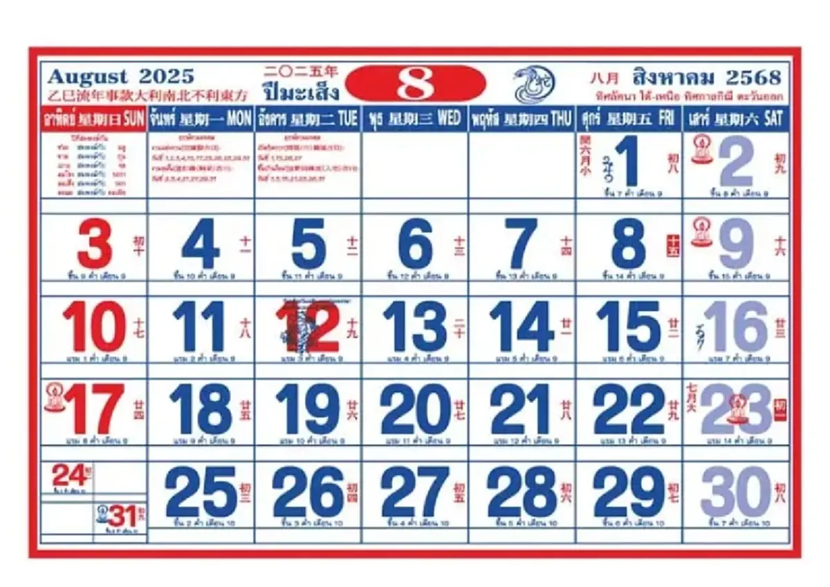 ครม.เคาะวันหยุดเพิ่ม 1 วัน เดือนสิงหาคม 68 เช็กเลยวันไหน