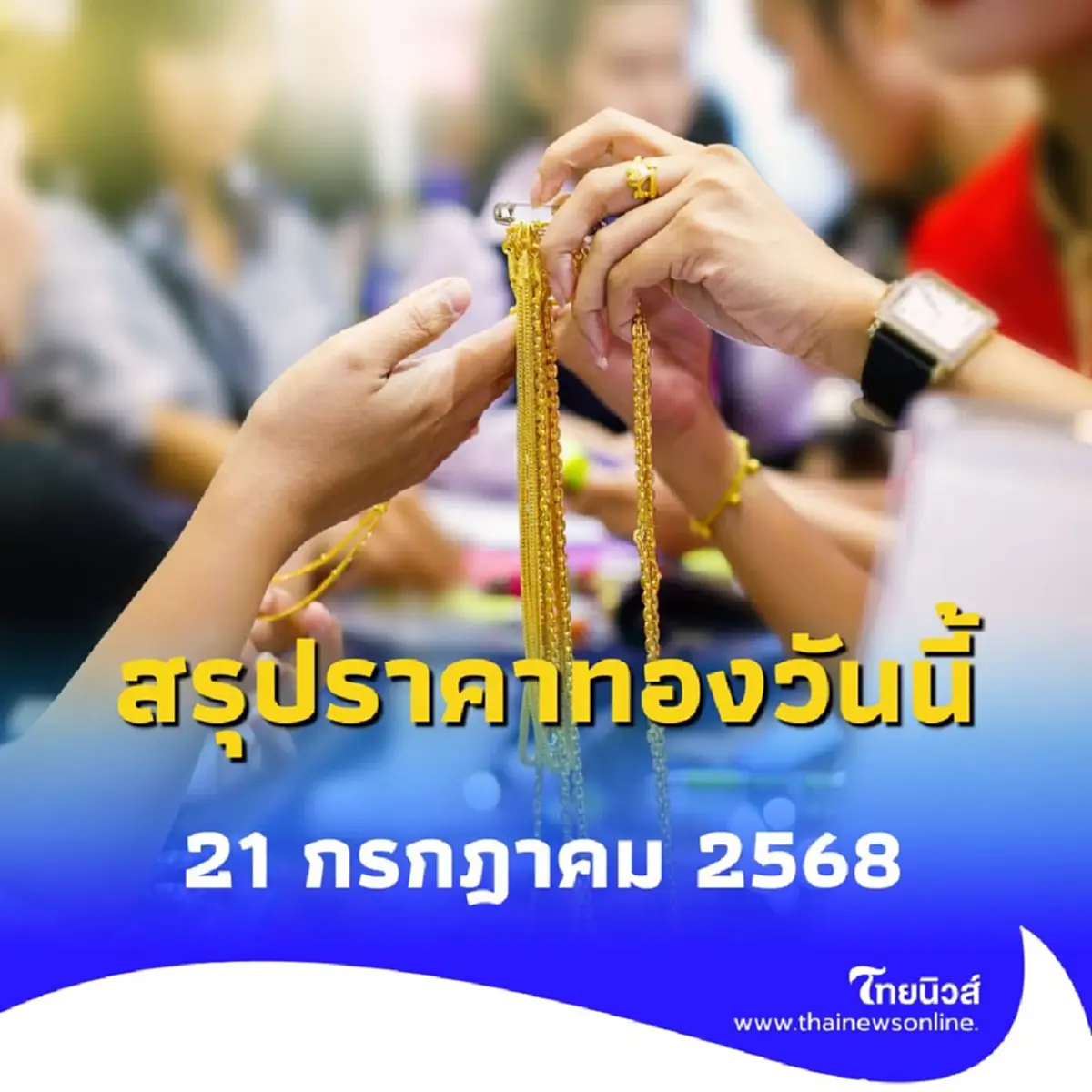 สรุปราคาทองวันนี้ 21 ก.ค. 68 ราคาทองอยู่ที่บาทละเท่าไหร่
