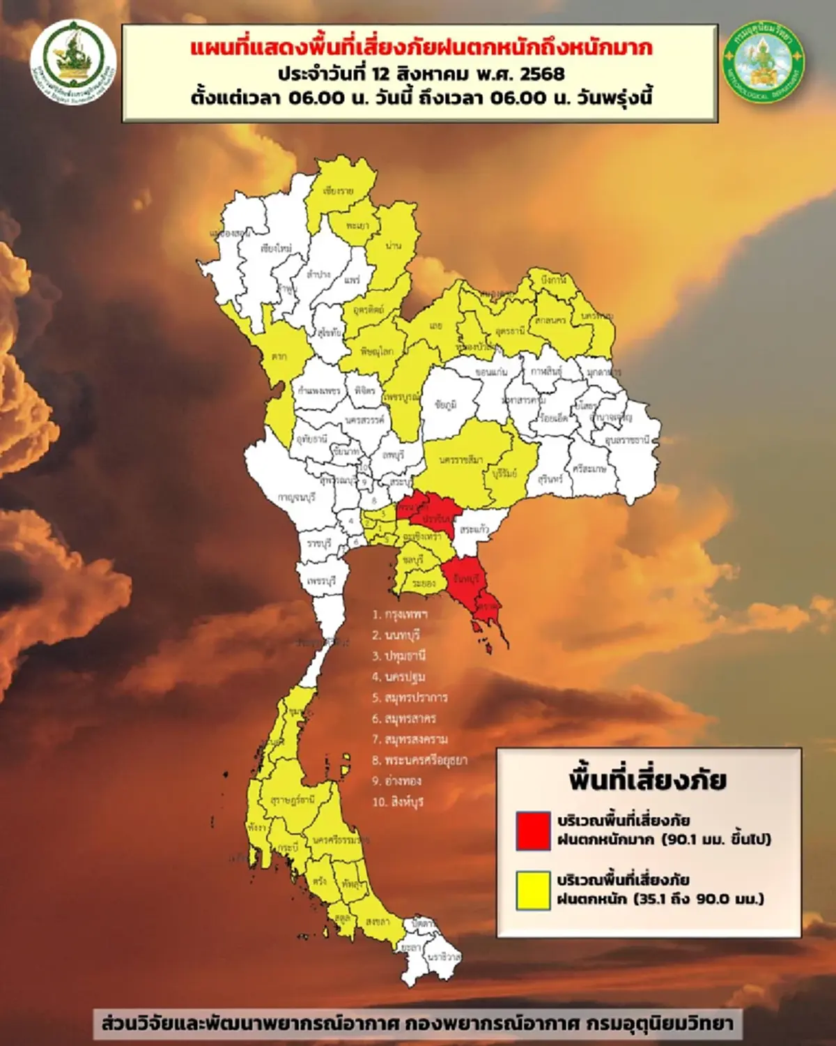 45 จังหวัด เจอมรสุมวันนี้ ระวังอันตรายฝนตกหนัก น้ำท่วมฉับพลัน