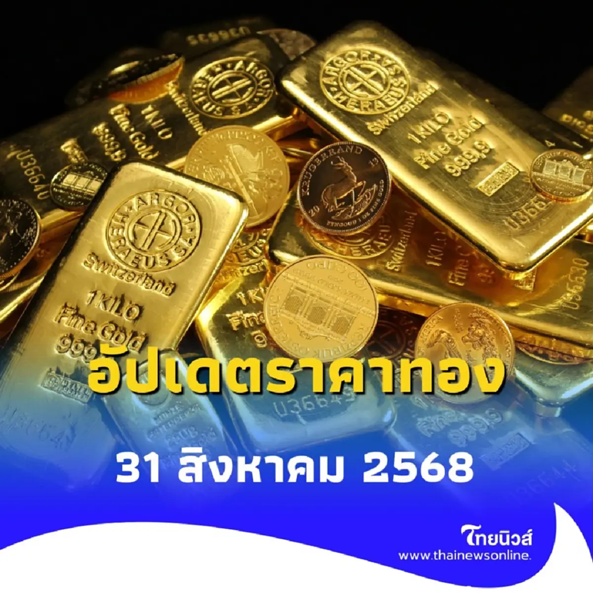อัปเดตราคาทองวันนี้ 31 สิงหาคม 2568 ราคาทองอยู่ที่เท่าไหร่