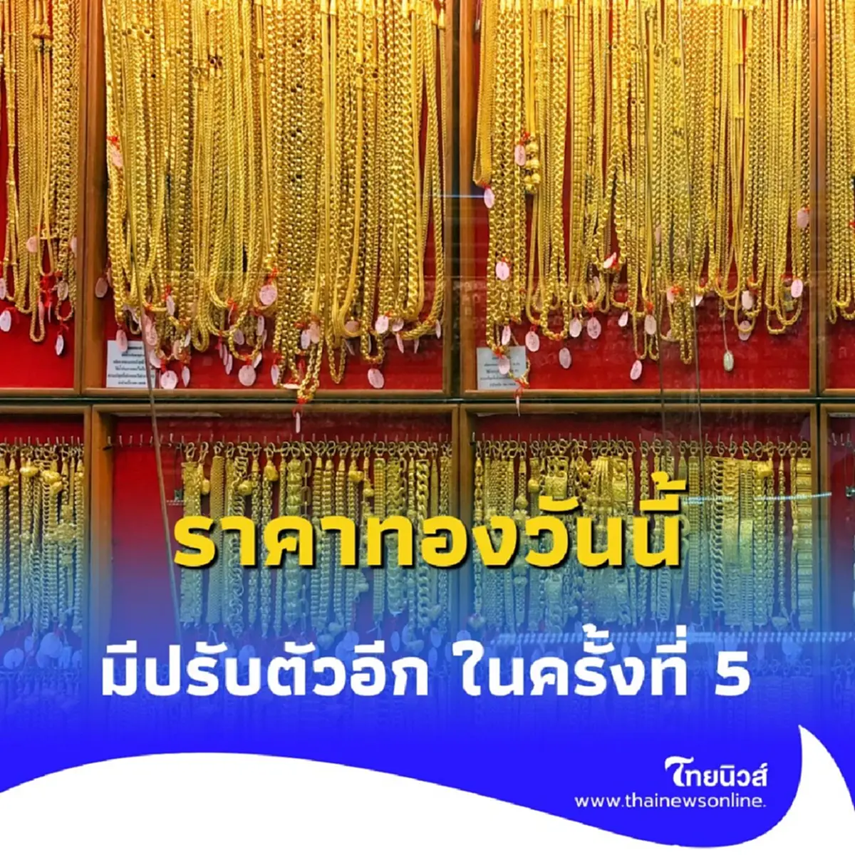 ราคาทองคำวันนี้ 22 สิงหาคม 2568 ราคาทองมีปรับตัวอีก ในครั้งที่ 5