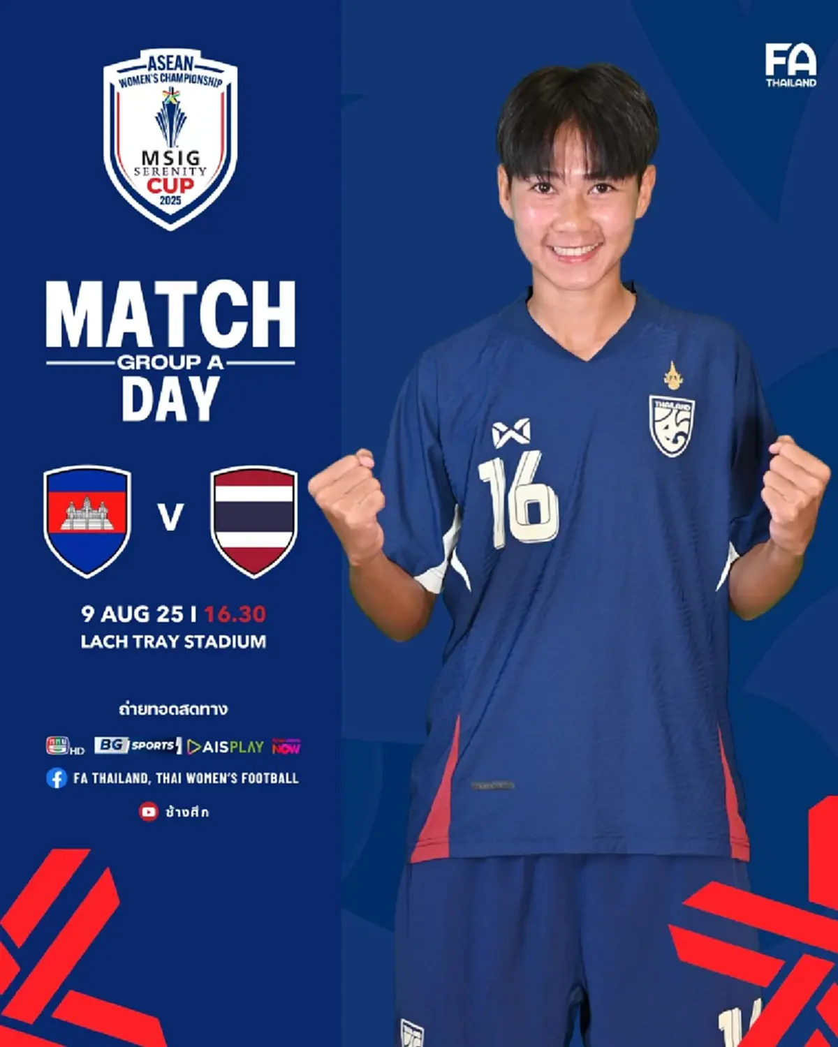 เปิดสถิติการพบกัน "ไทย-กัมพูชา" ฟุตบอลหญิงชิงแชมป์อาเซียน 2025