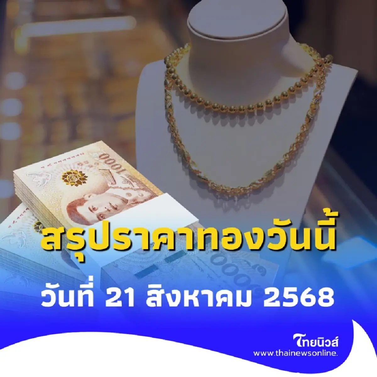 สรุปราคาทองวันนี้ วันที่ 21 สิงหาคม 2568 ราคาทองอยู่ที่บาทละเท่าไหร่