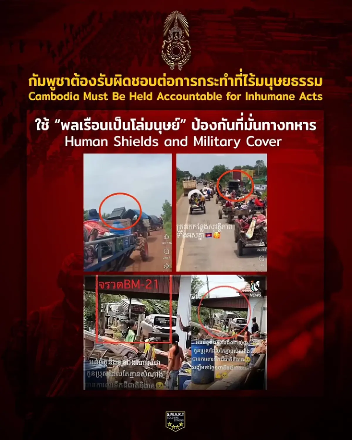 กองทัพภาคที่ 2 แฉ 8 พฤติกรรมไร้มนุษยธรรมกัมพูชา โลกต้องไม่เพิกเฉย