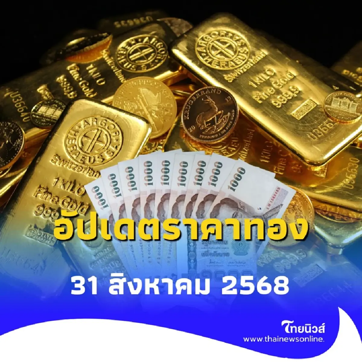 อัปเดตราคาทองวันนี้ 31 สิงหาคม 2568 ราคาทองอยู่ที่เท่าไหร่